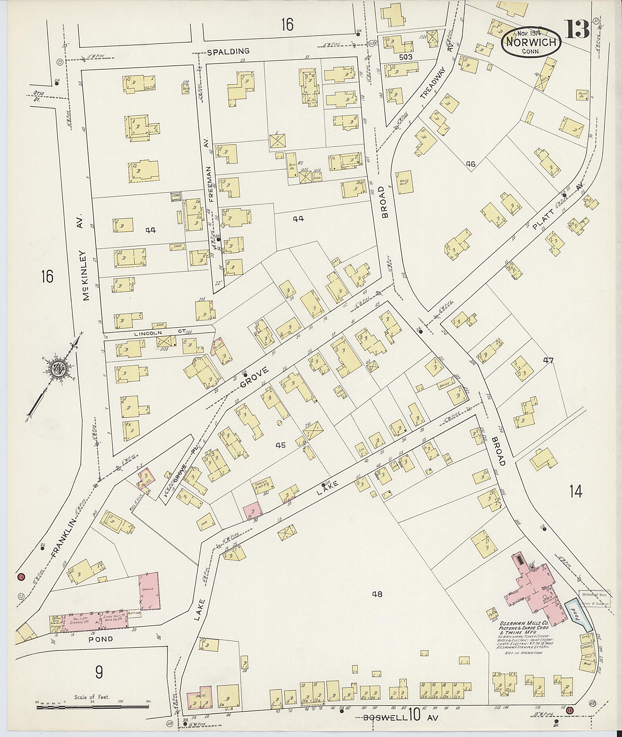 This old map of Norwich, New London County, Connecticut was created by Sanborn Map Company in 1914