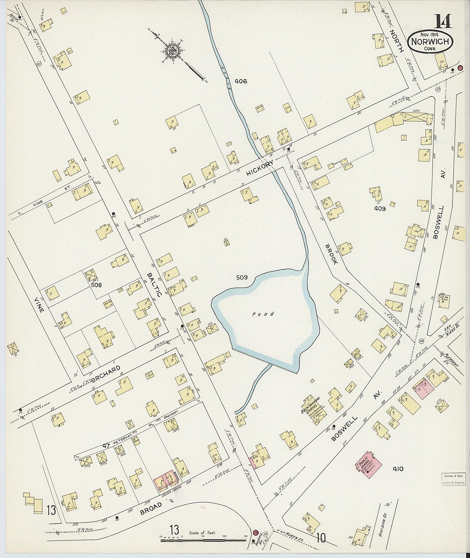 This old map of Norwich, New London County, Connecticut was created by Sanborn Map Company in 1914