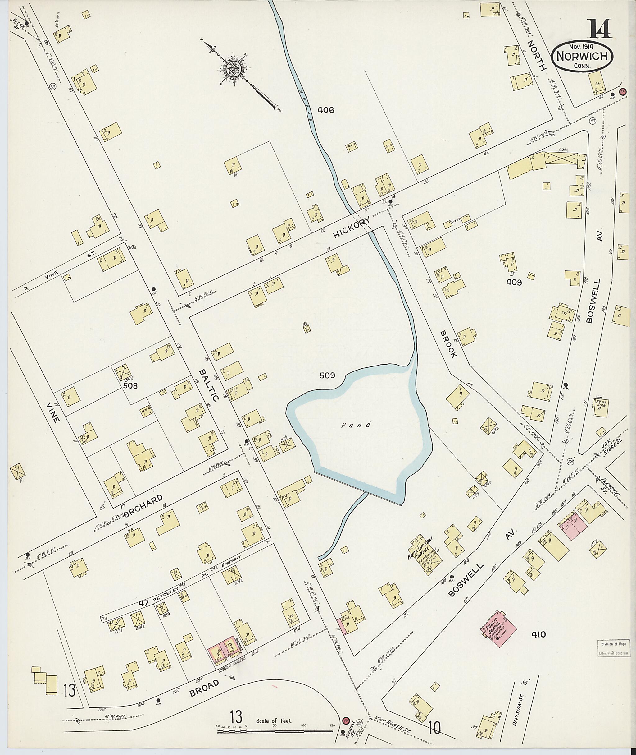 This old map of Norwich, New London County, Connecticut was created by Sanborn Map Company in 1914