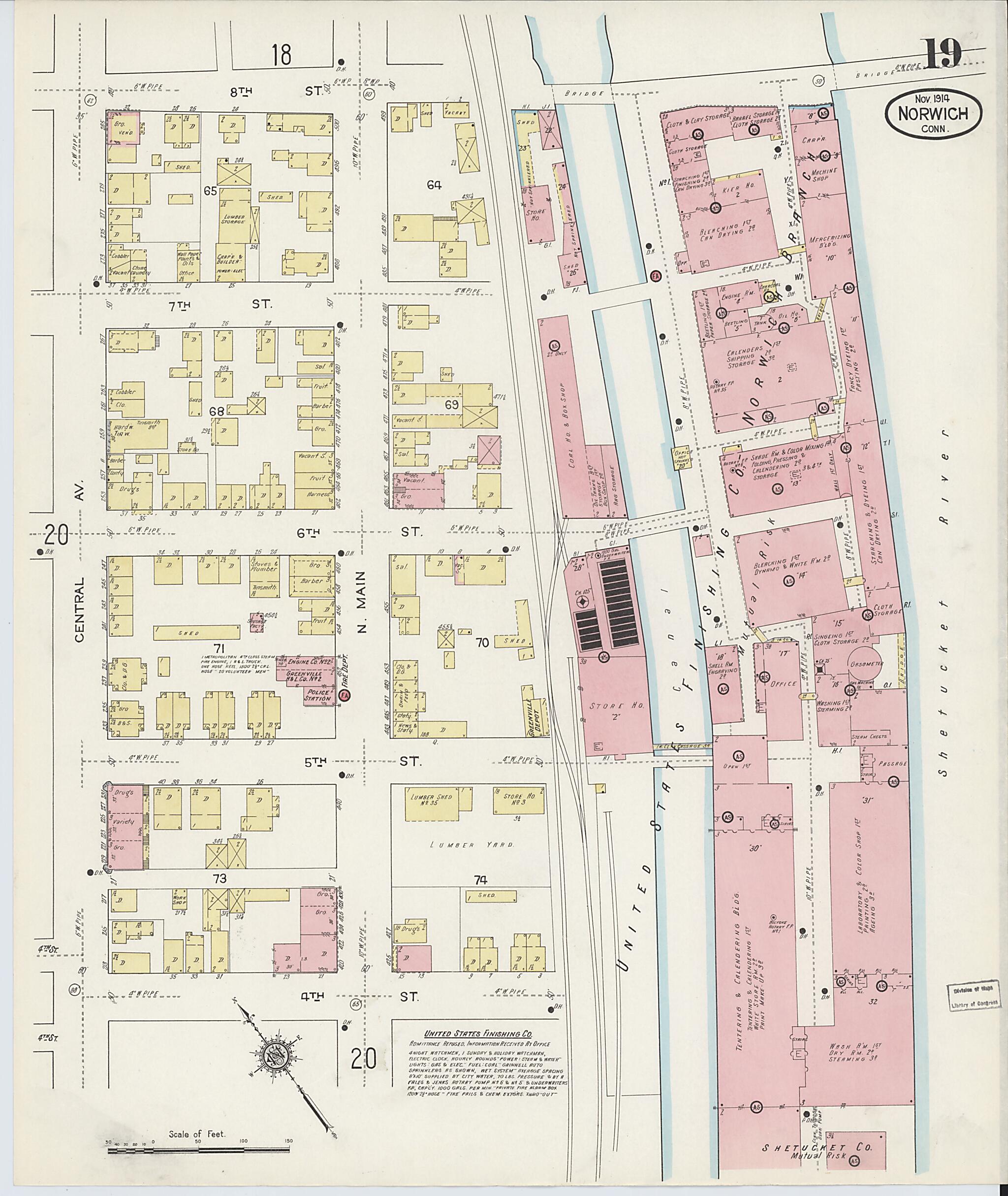 This old map of Norwich, New London County, Connecticut was created by Sanborn Map Company in 1914