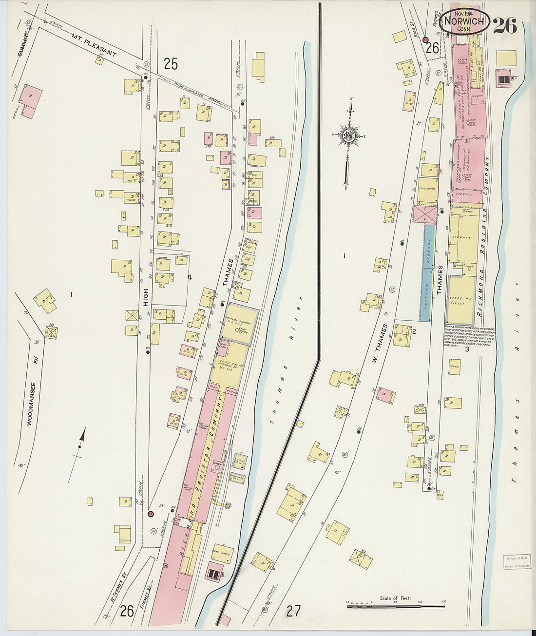 This old map of Norwich, New London County, Connecticut was created by Sanborn Map Company in 1914
