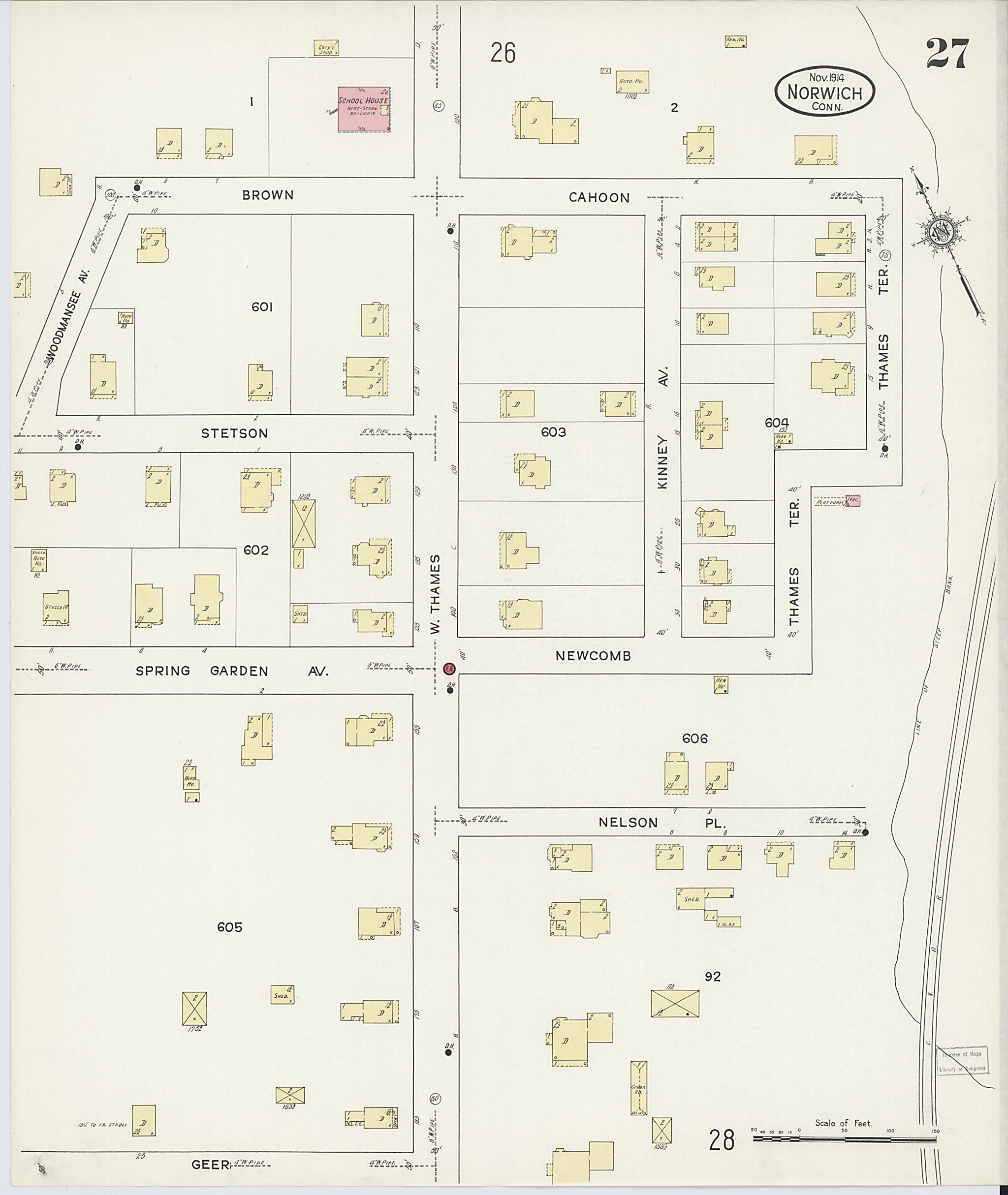 This old map of Norwich, New London County, Connecticut was created by Sanborn Map Company in 1914