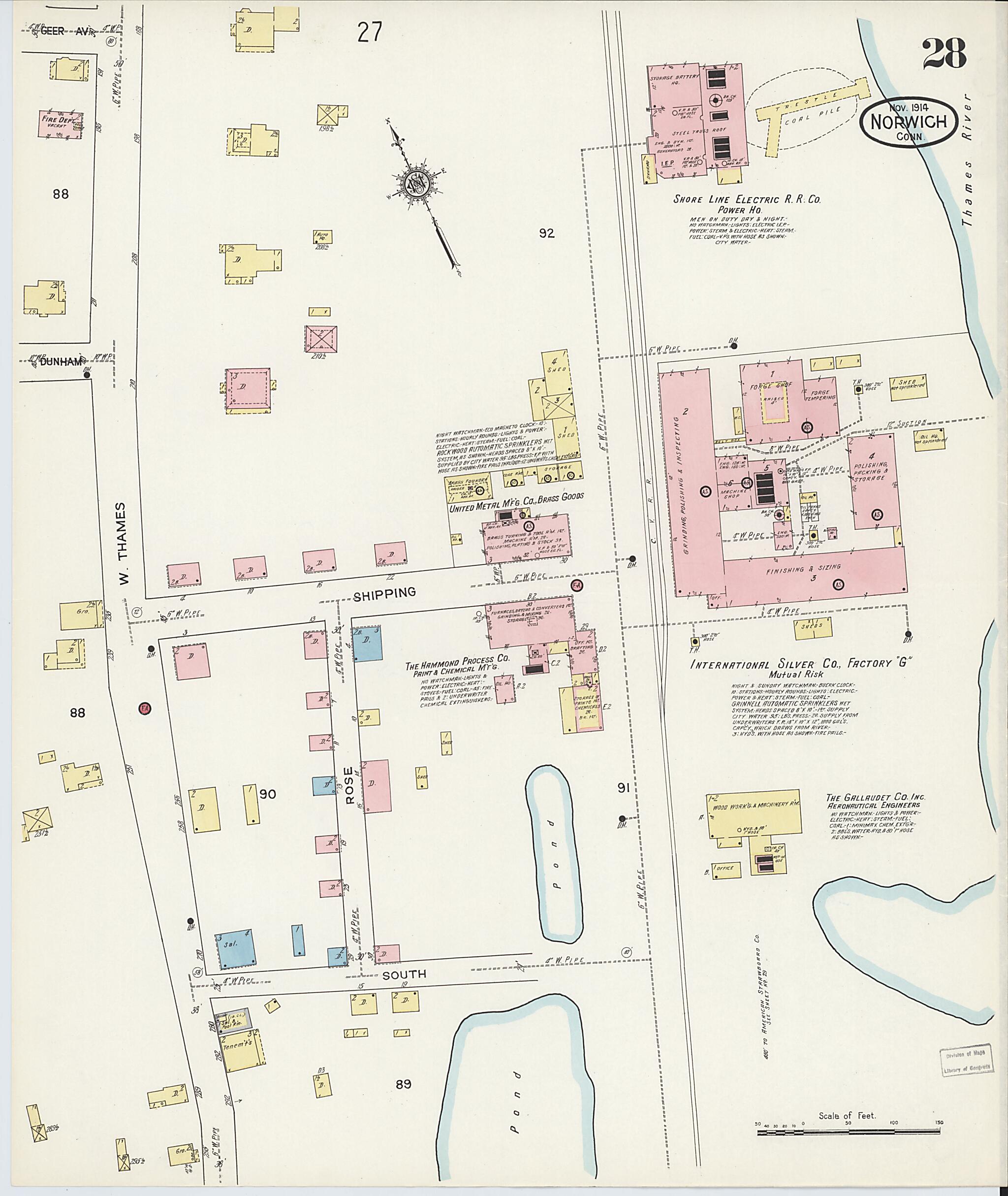 This old map of Norwich, New London County, Connecticut was created by Sanborn Map Company in 1914