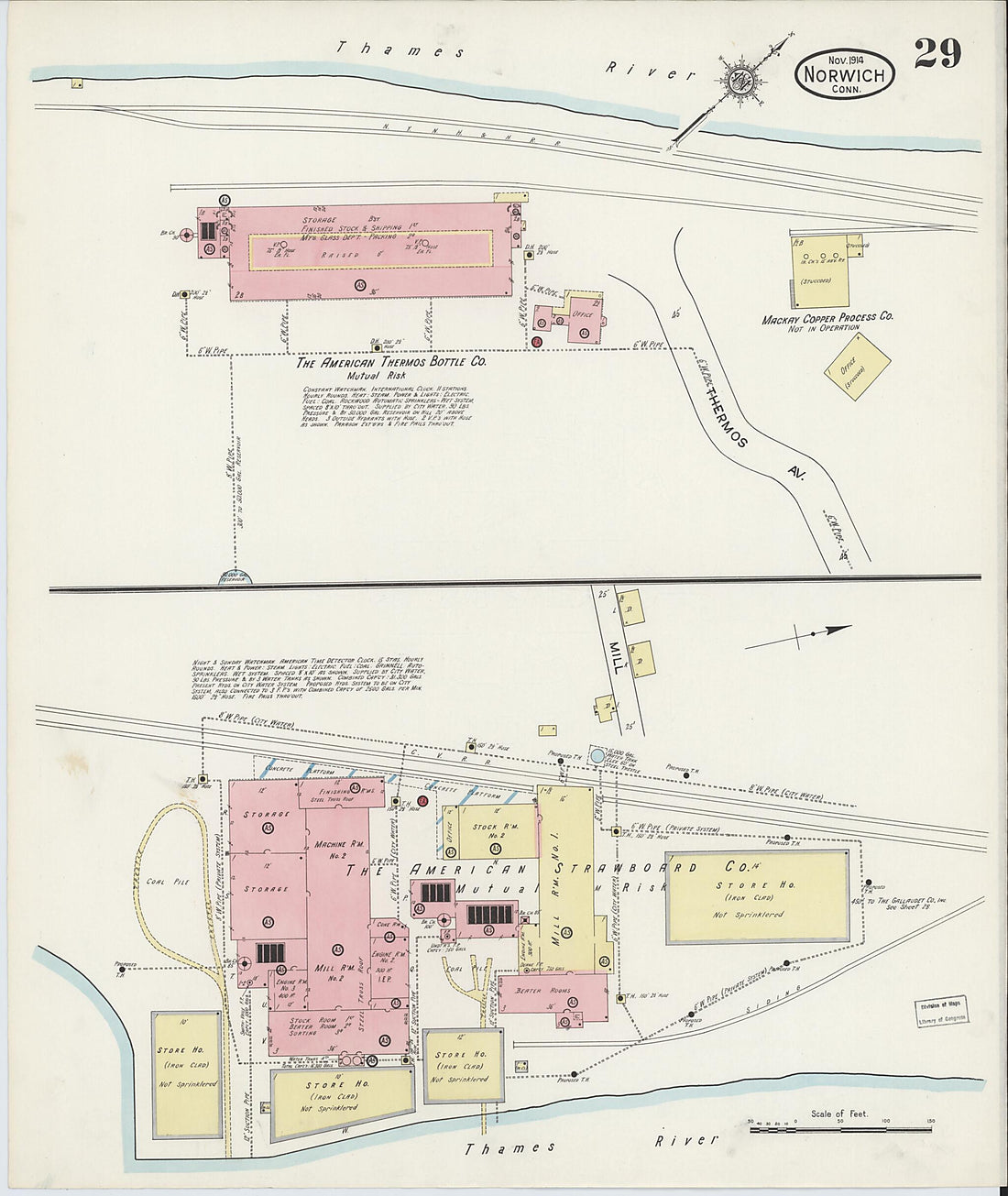 This old map of Norwich, New London County, Connecticut was created by Sanborn Map Company in 1914