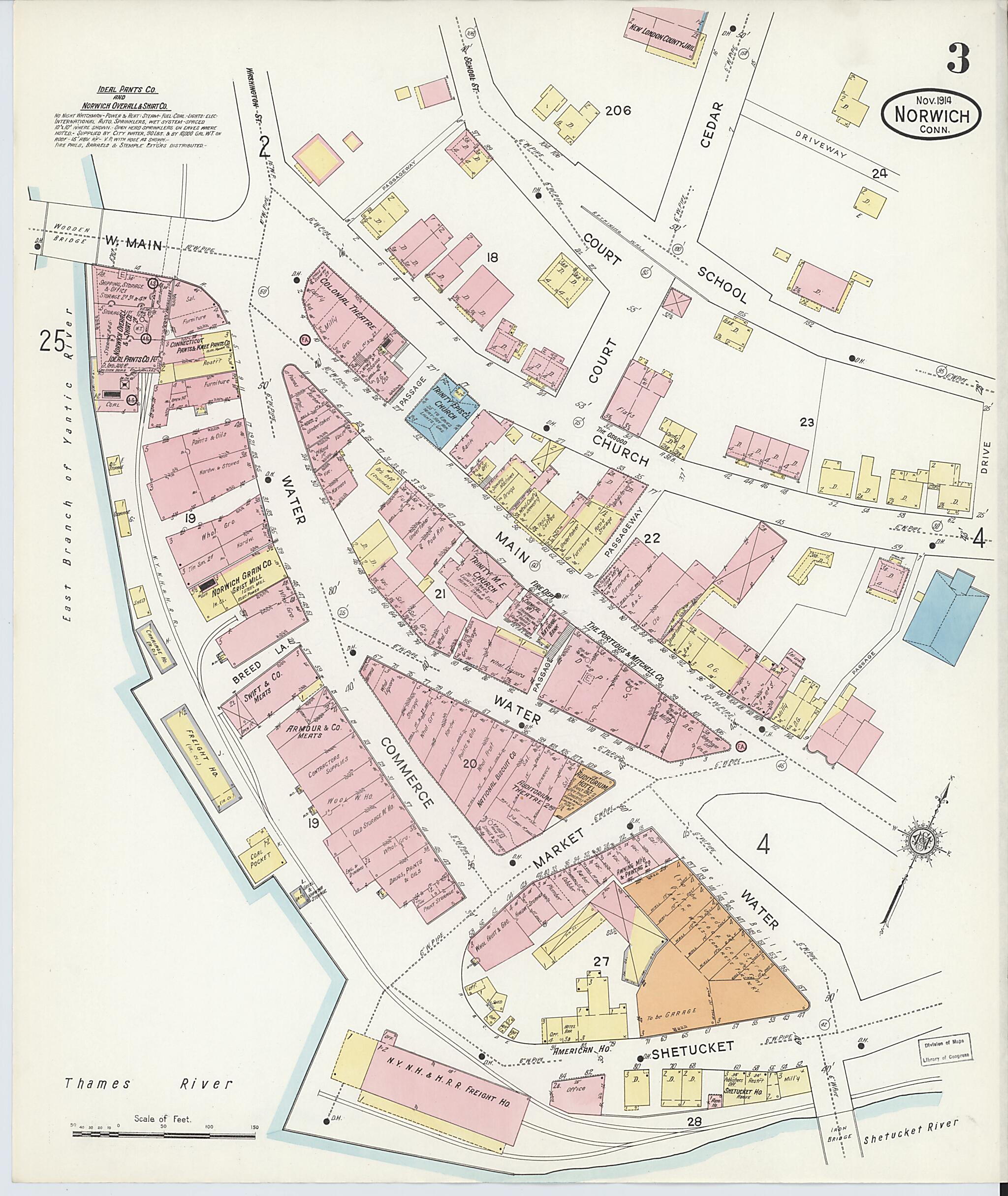 This old map of Norwich, New London County, Connecticut was created by Sanborn Map Company in 1914