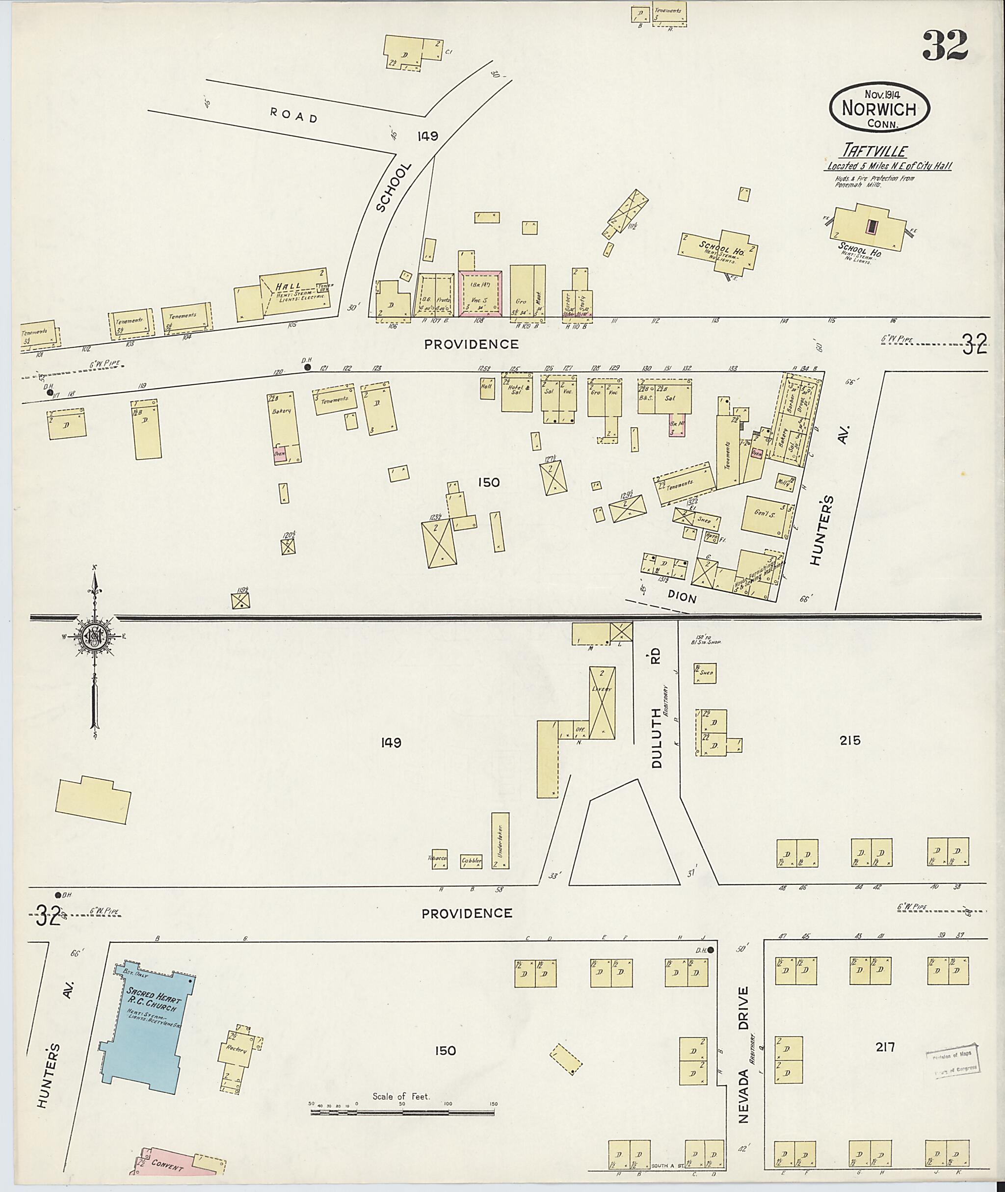 This old map of Norwich, New London County, Connecticut was created by Sanborn Map Company in 1914