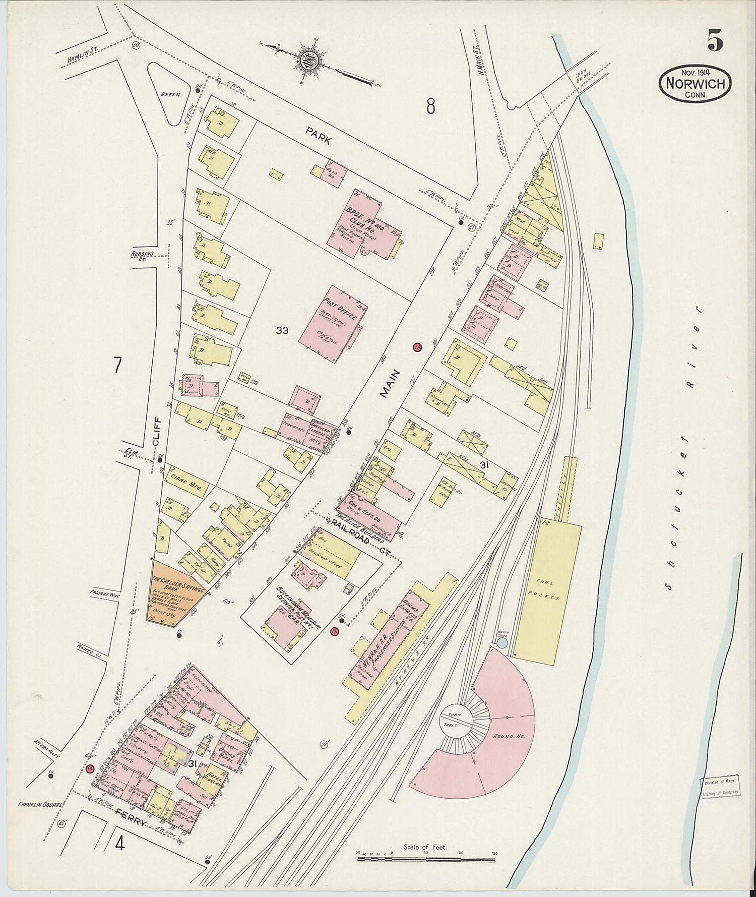 This old map of Norwich, New London County, Connecticut was created by Sanborn Map Company in 1914