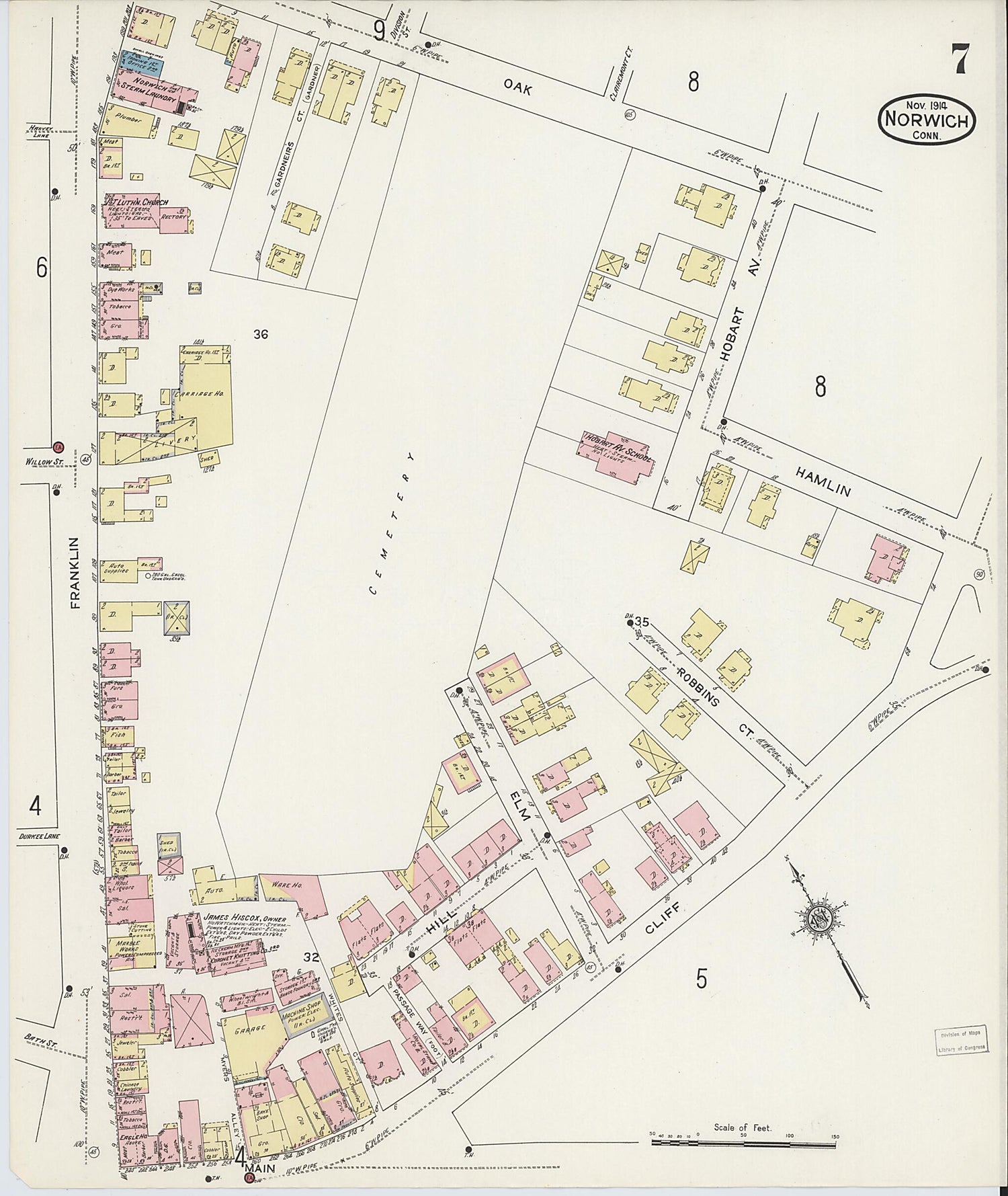 This old map of Norwich, New London County, Connecticut was created by Sanborn Map Company in 1914