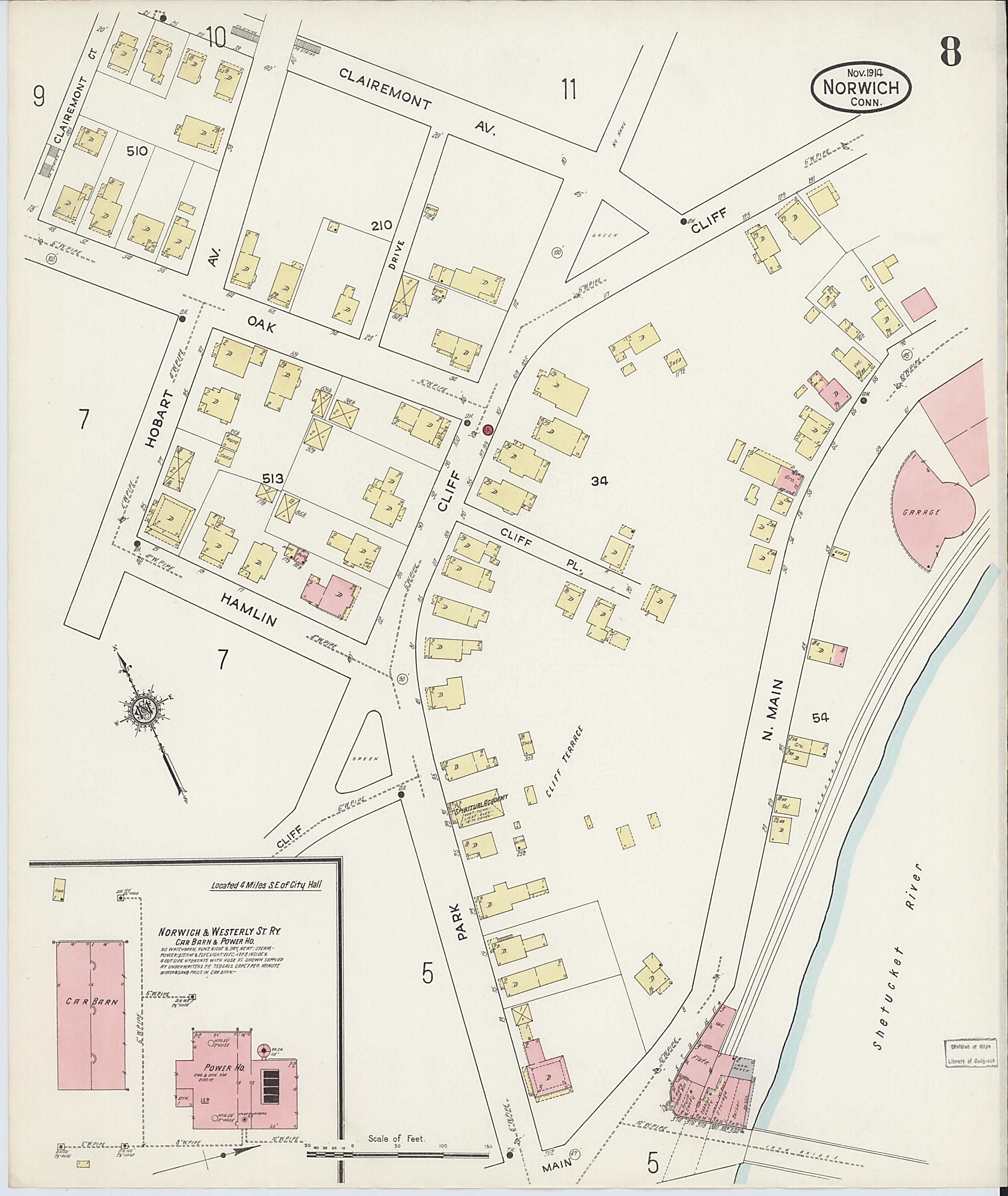 This old map of Norwich, New London County, Connecticut was created by Sanborn Map Company in 1914