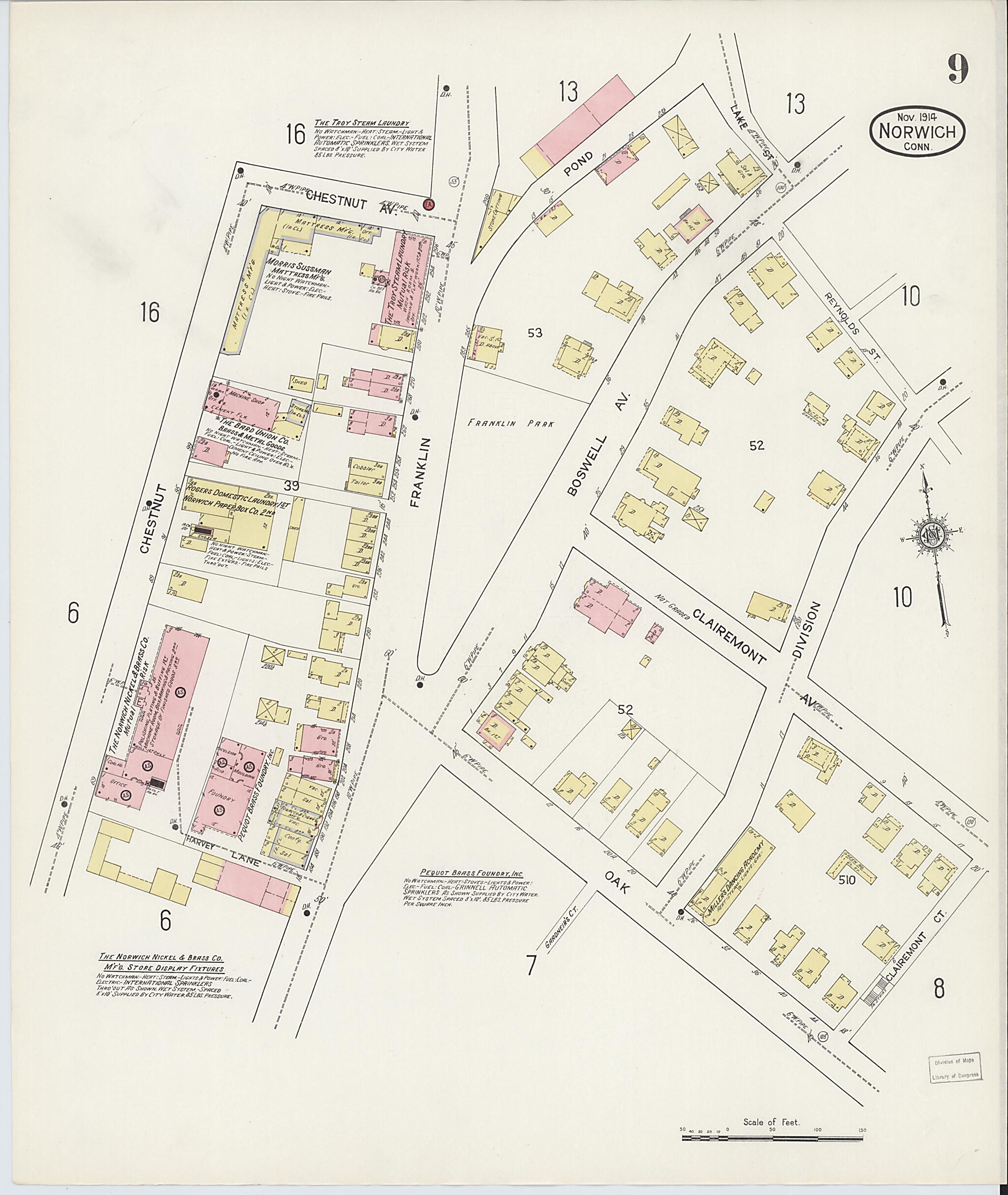 This old map of Norwich, New London County, Connecticut was created by Sanborn Map Company in 1914