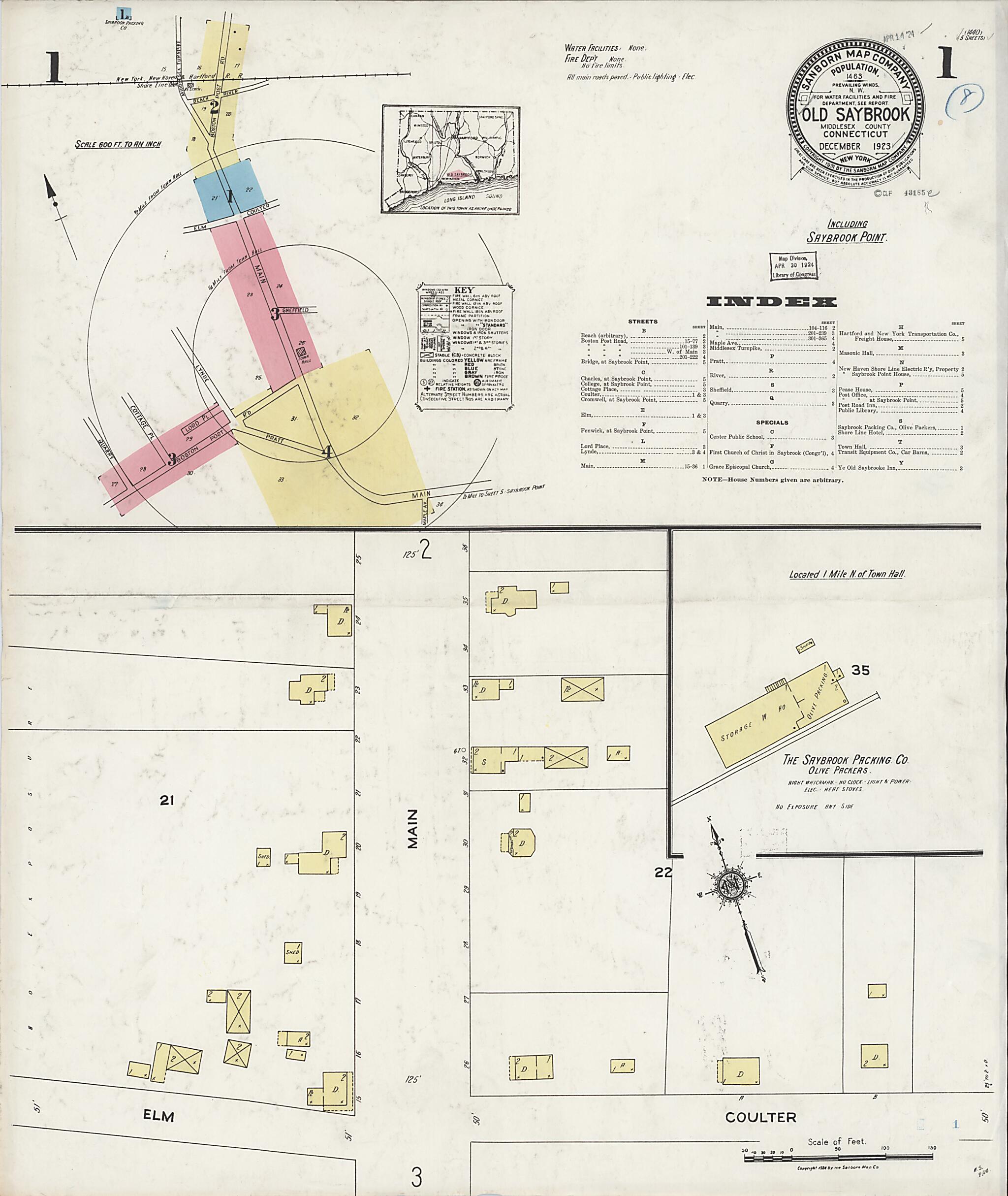 This old map of Saybrook Point, Middlesex County, Connecticut was created by Sanborn Map Company in 1923