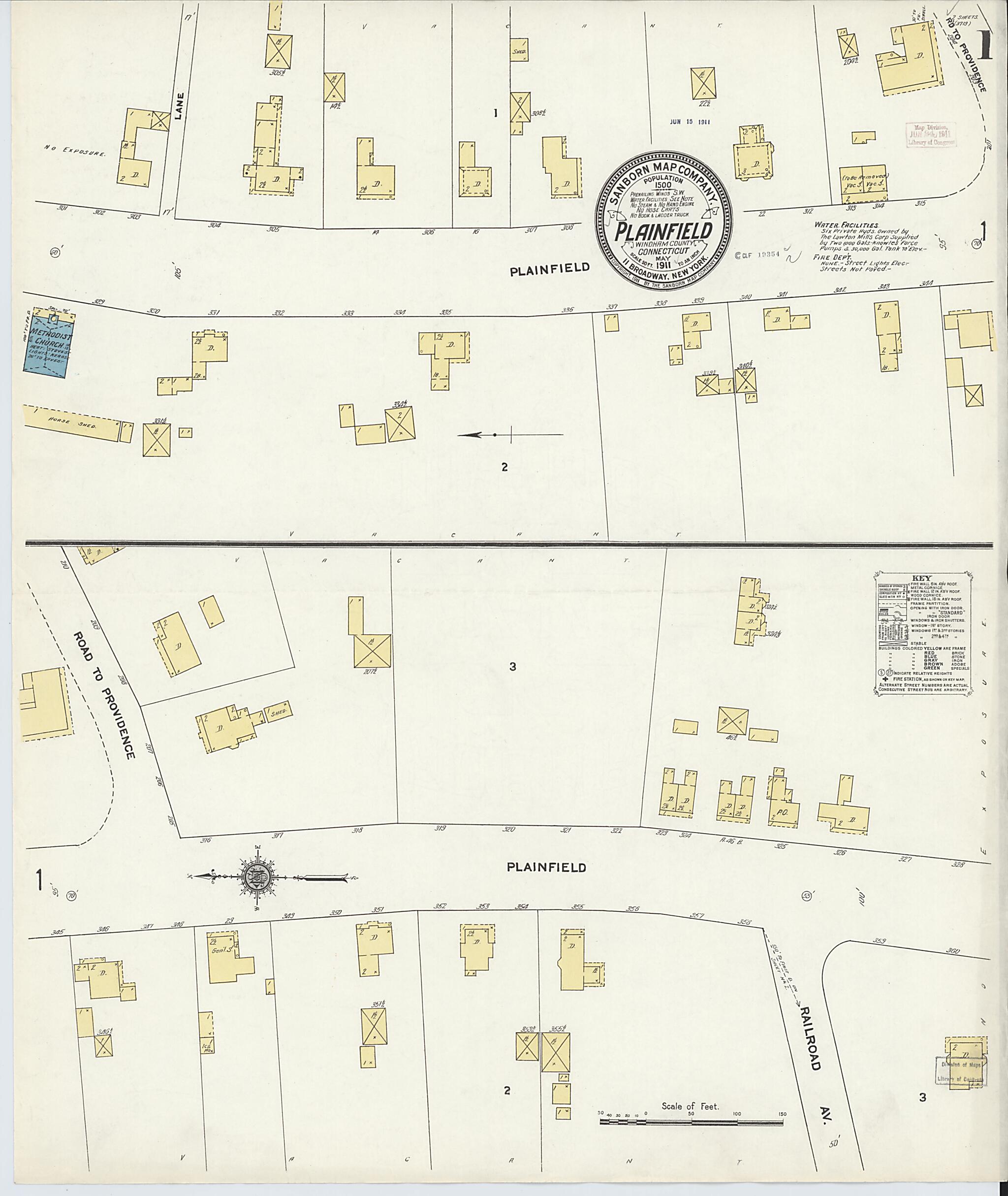 This old map of Plainfield, Windham County, Connecticut was created by Sanborn Map Company in 1911