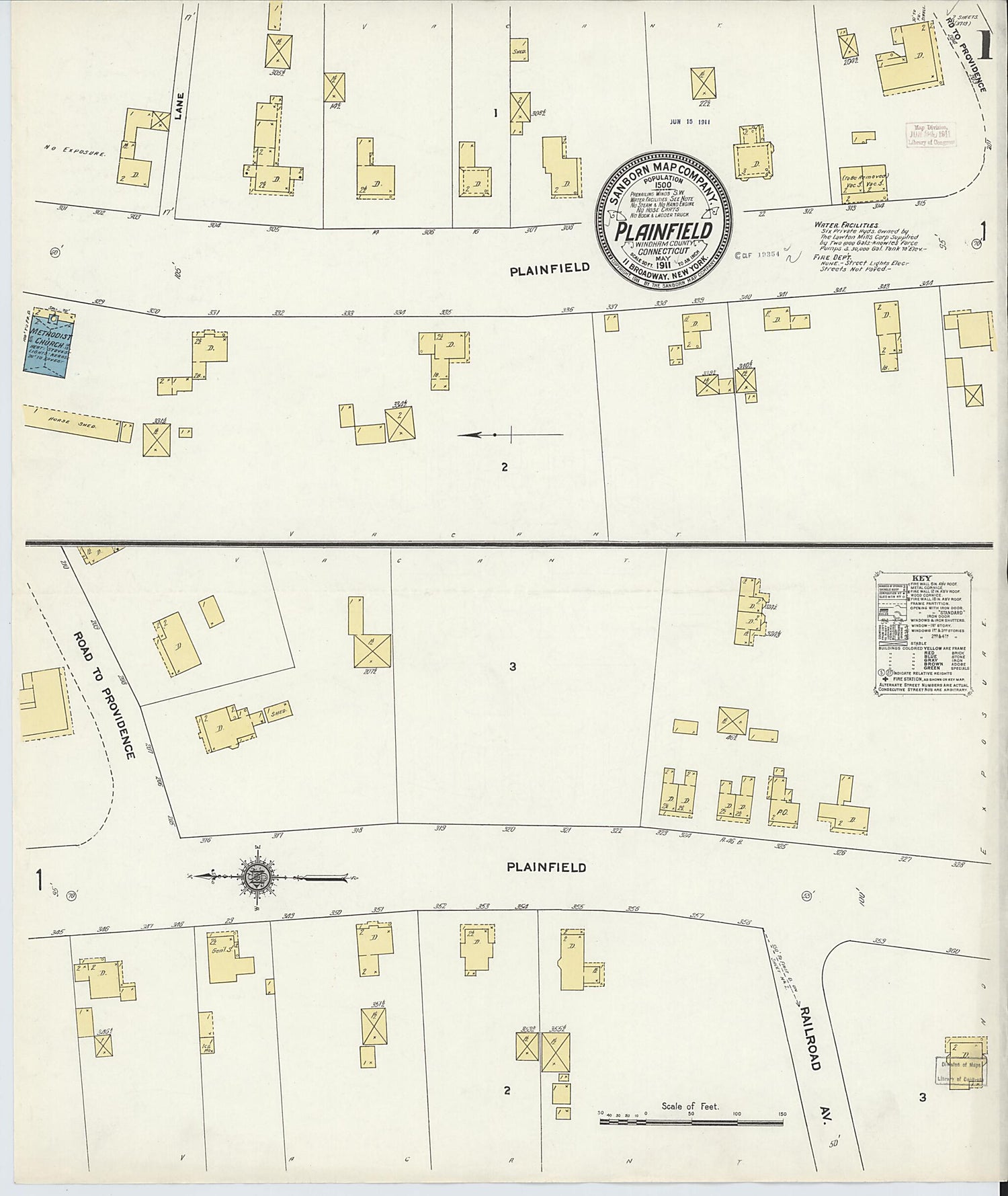This old map of Plainfield, Windham County, Connecticut was created by Sanborn Map Company in 1911