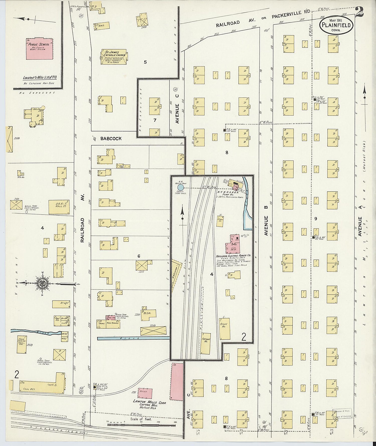 This old map of Plainfield, Windham County, Connecticut was created by Sanborn Map Company in 1911