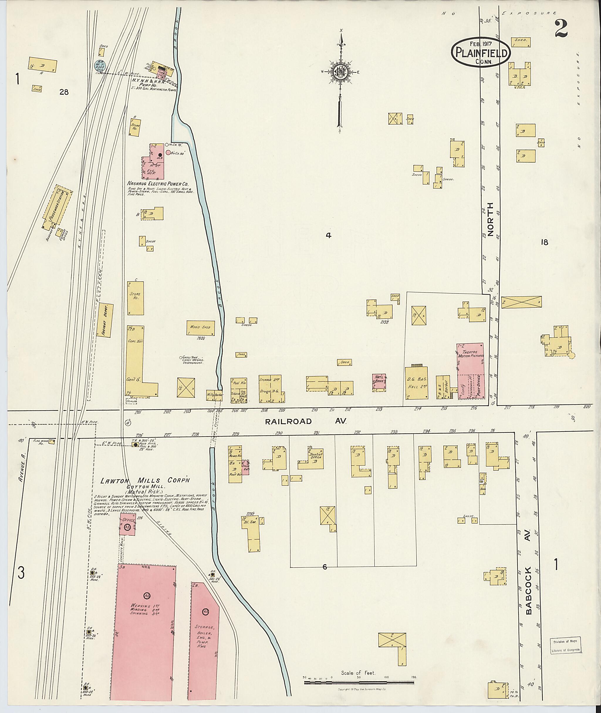 This old map of Plainfield, Windham County, Connecticut was created by Sanborn Map Company in 1917