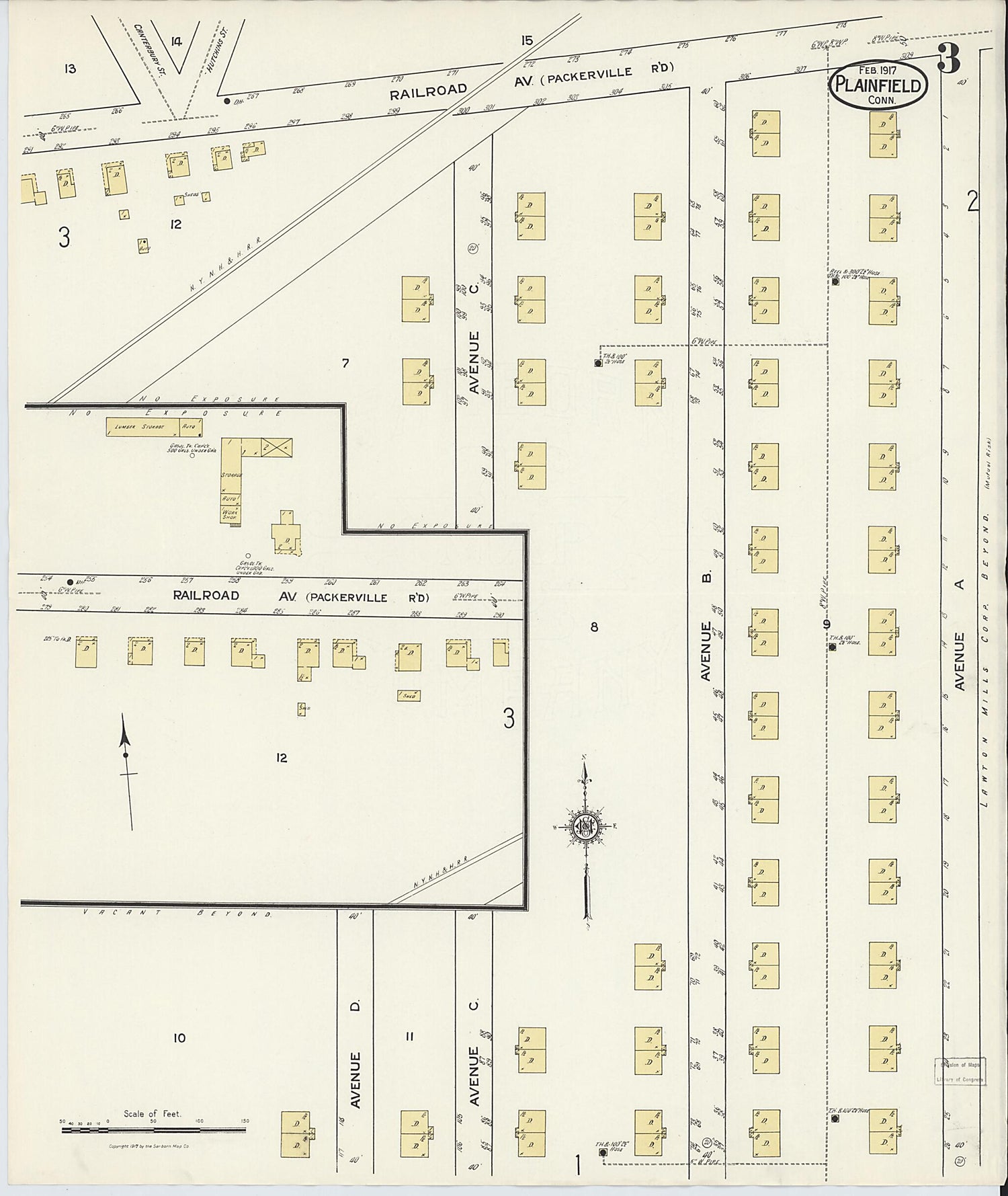 This old map of Plainfield, Windham County, Connecticut was created by Sanborn Map Company in 1917