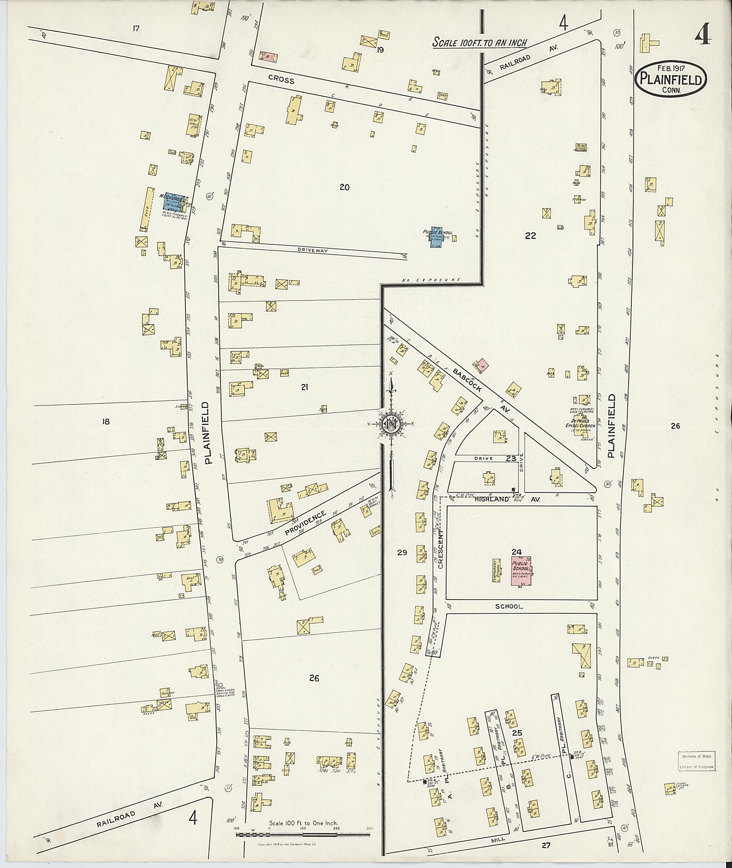 This old map of Plainfield, Windham County, Connecticut was created by Sanborn Map Company in 1917