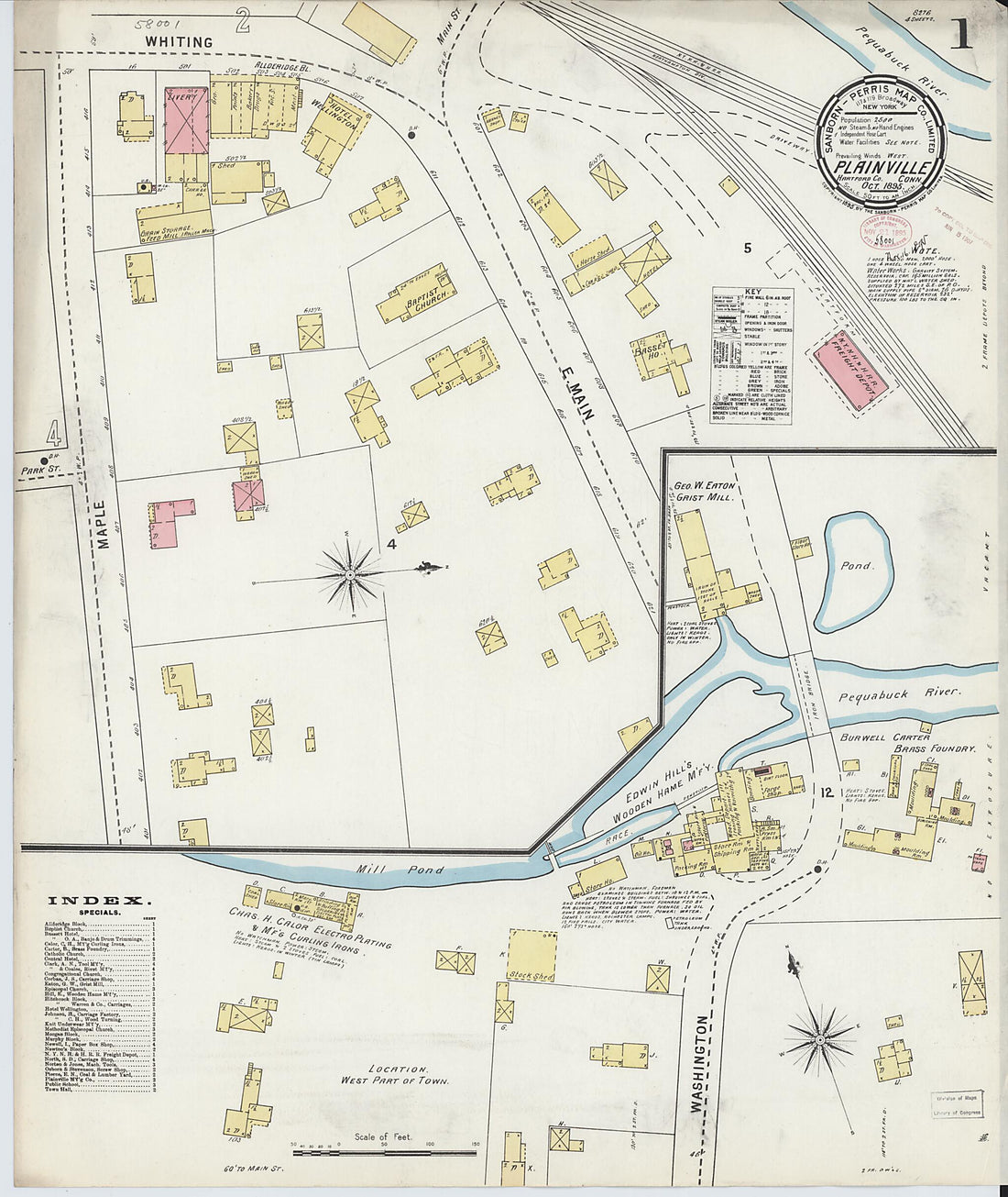 This old map of Plainville, Hartford County, Connecticut was created by Sanborn Map Company in 1895