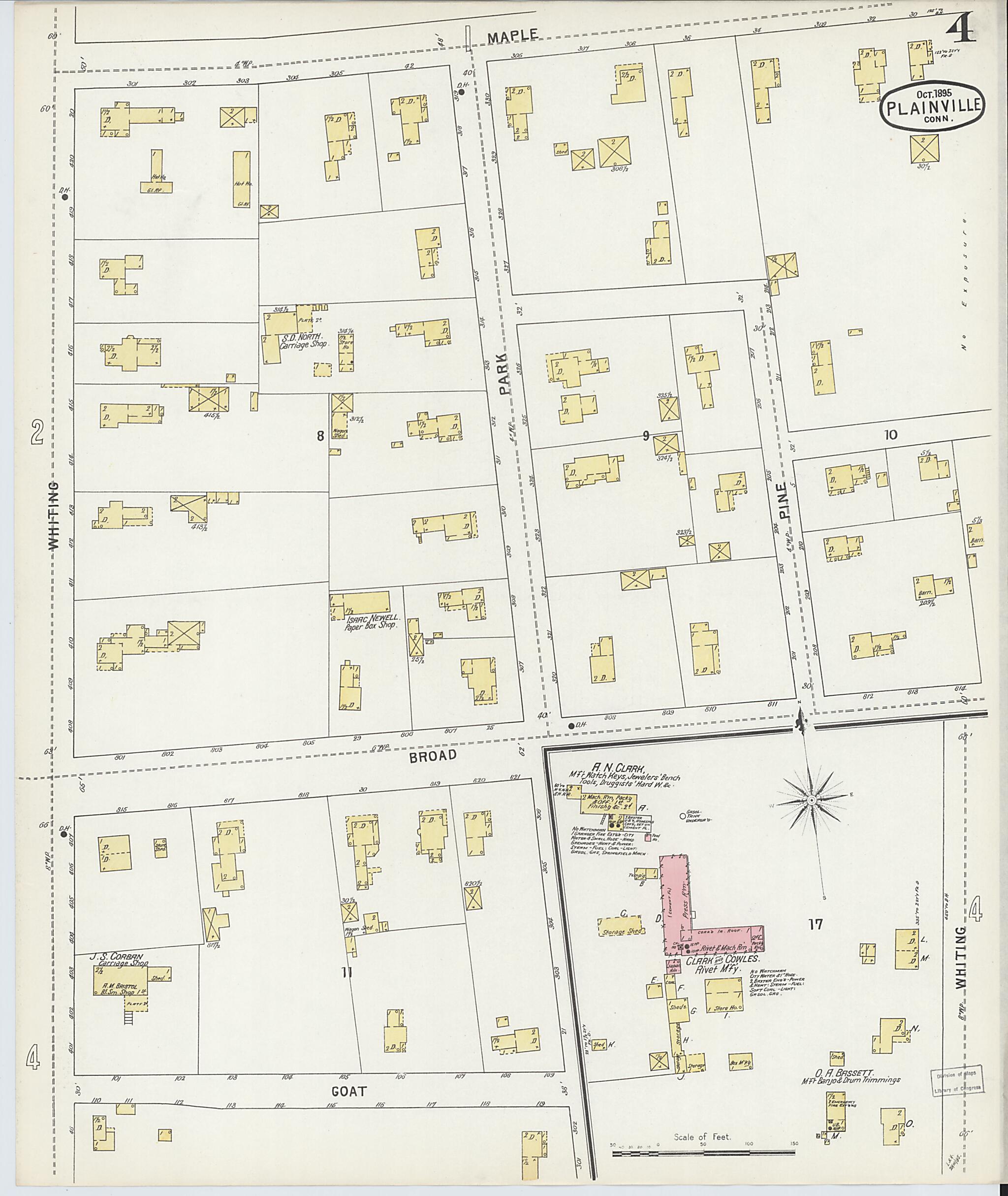 This old map of Plainville, Hartford County, Connecticut was created by Sanborn Map Company in 1895