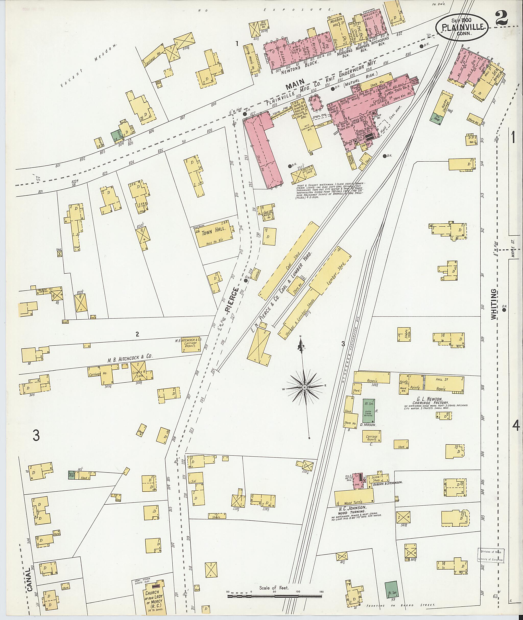 This old map of Plainville, Hartford County, Connecticut was created by Sanborn Map Company in 1900