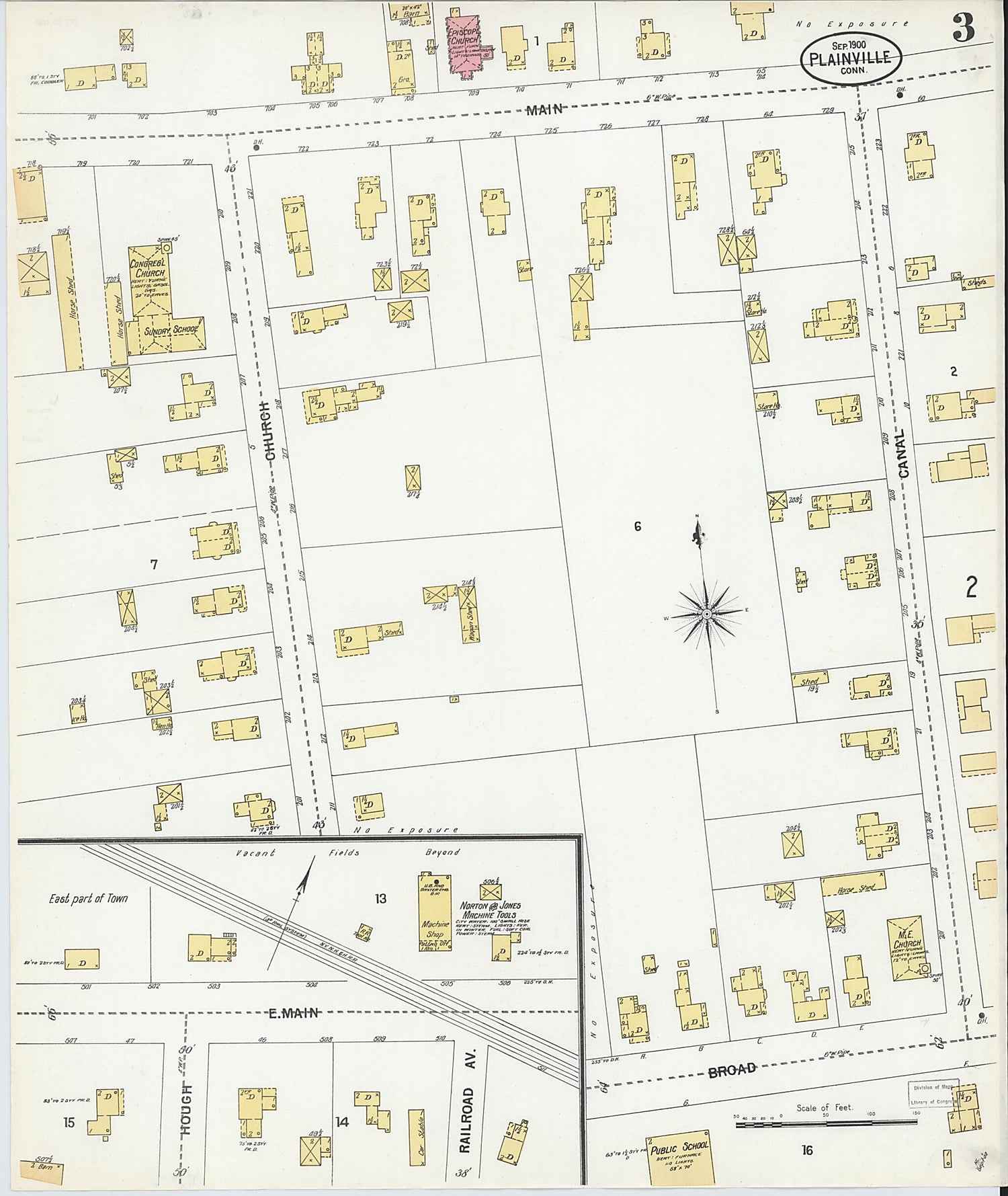 This old map of Plainville, Hartford County, Connecticut was created by Sanborn Map Company in 1900