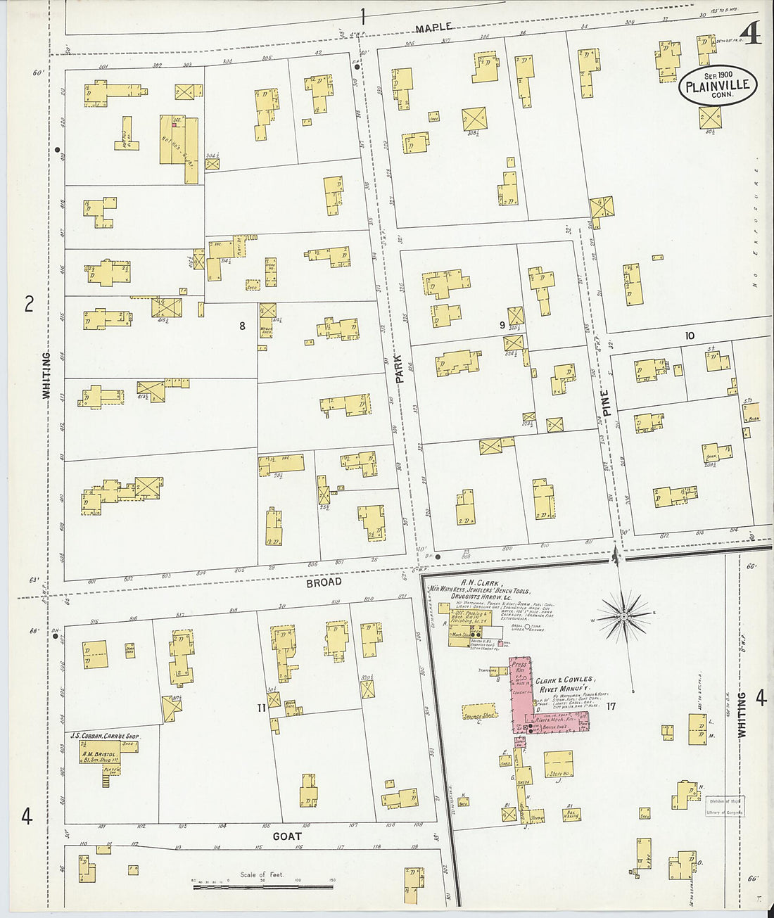 This old map of Plainville, Hartford County, Connecticut was created by Sanborn Map Company in 1900
