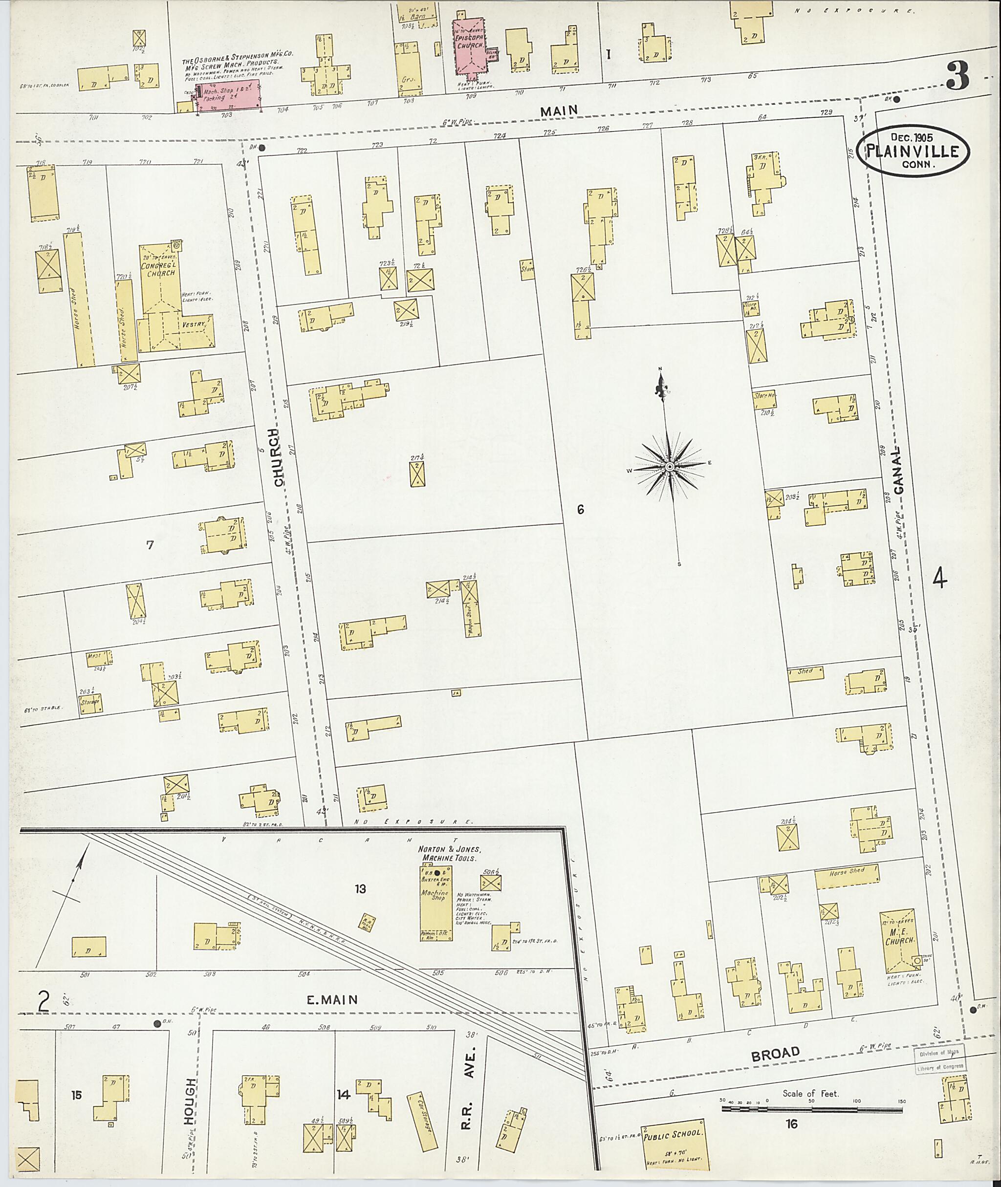 This old map of Plainville, Hartford County, Connecticut was created by Sanborn Map Company in 1905