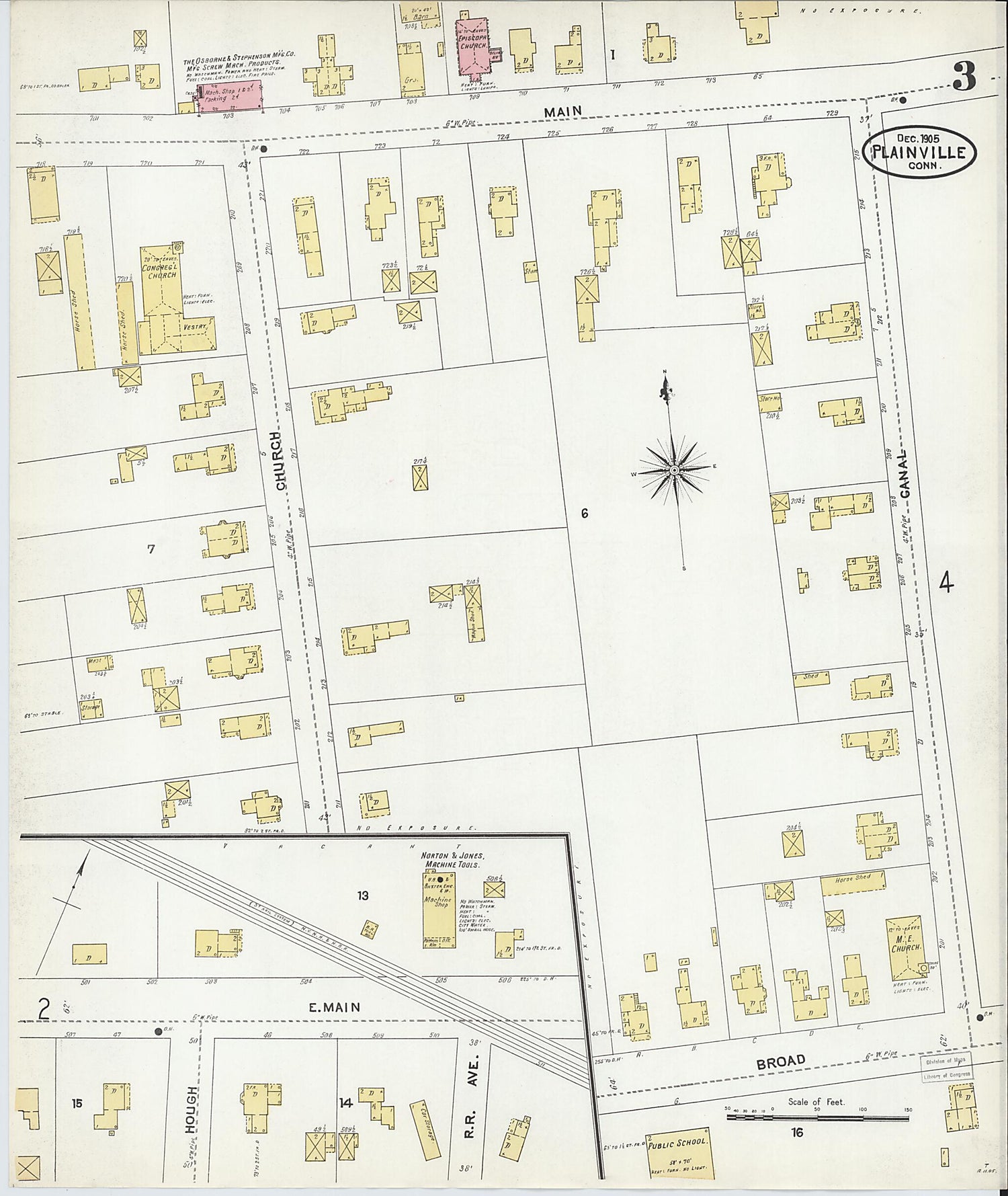 This old map of Plainville, Hartford County, Connecticut was created by Sanborn Map Company in 1905