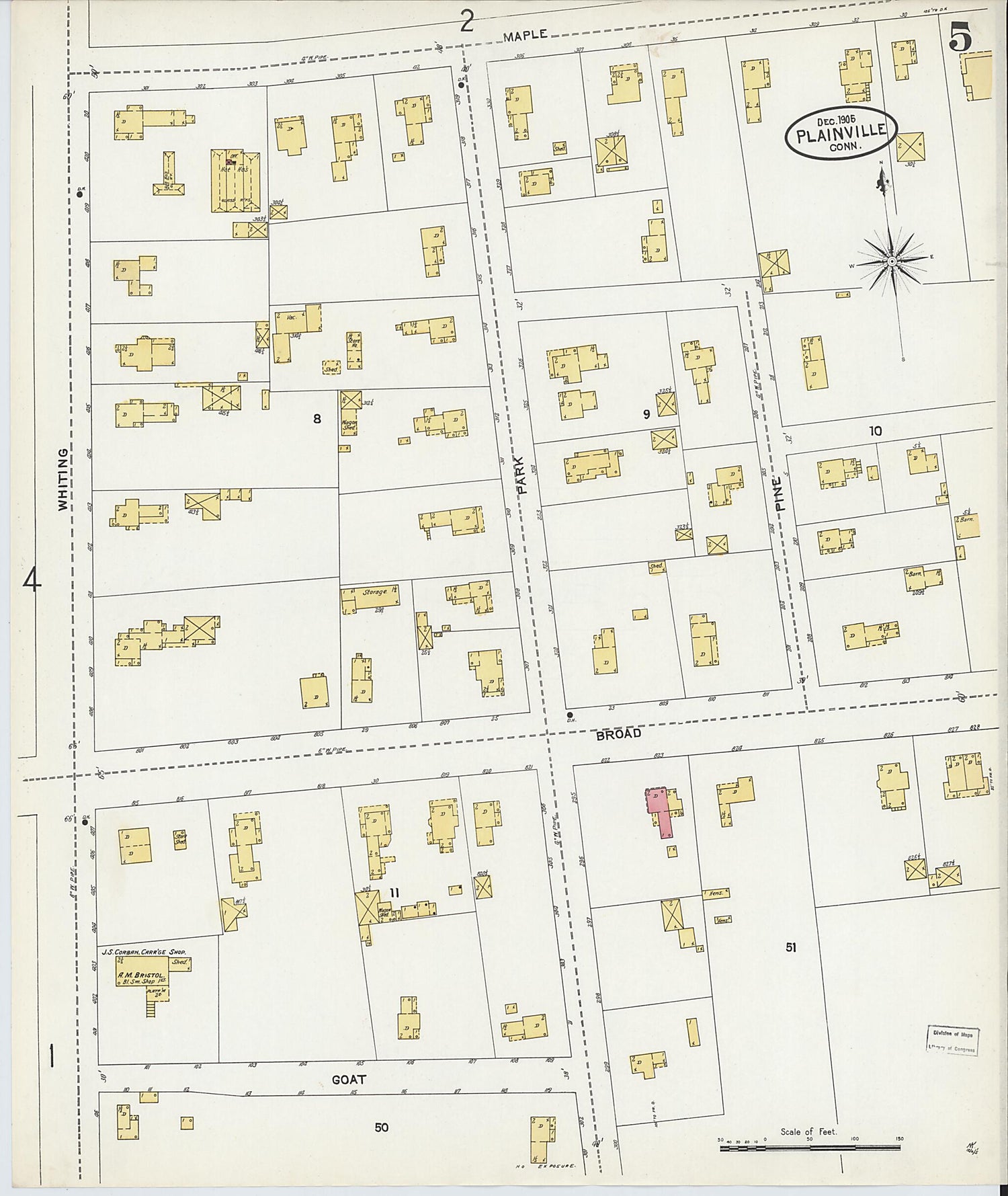 This old map of Plainville, Hartford County, Connecticut was created by Sanborn Map Company in 1905