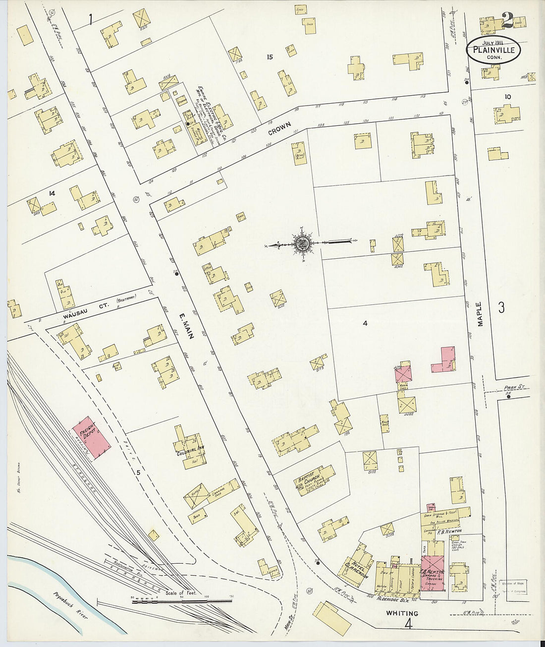 This old map of Plainville, Hartford County, Connecticut was created by Sanborn Map Company in 1911