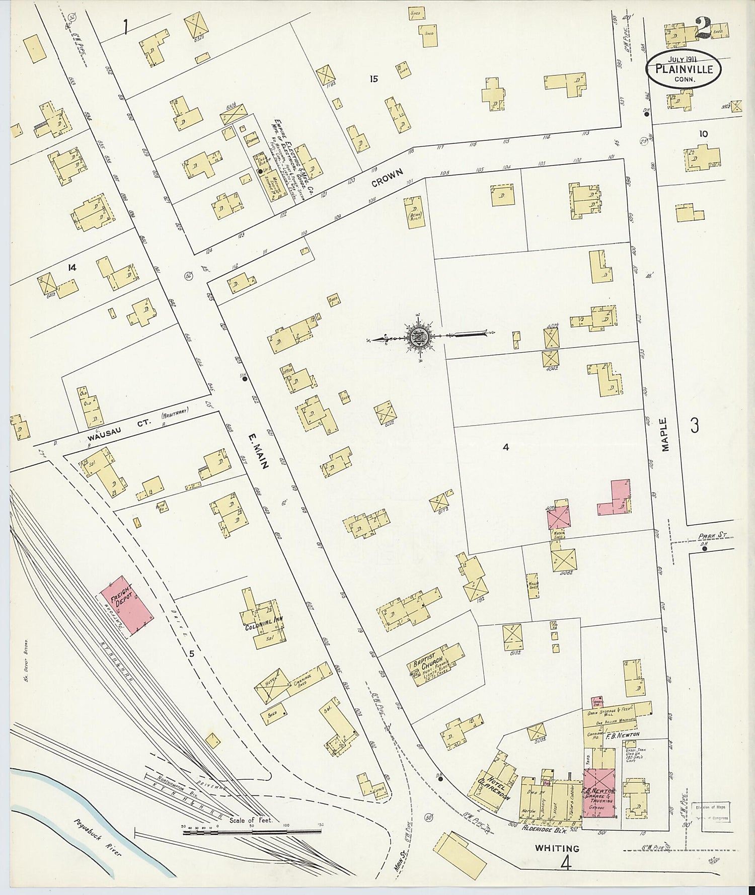 This old map of Plainville, Hartford County, Connecticut was created by Sanborn Map Company in 1911