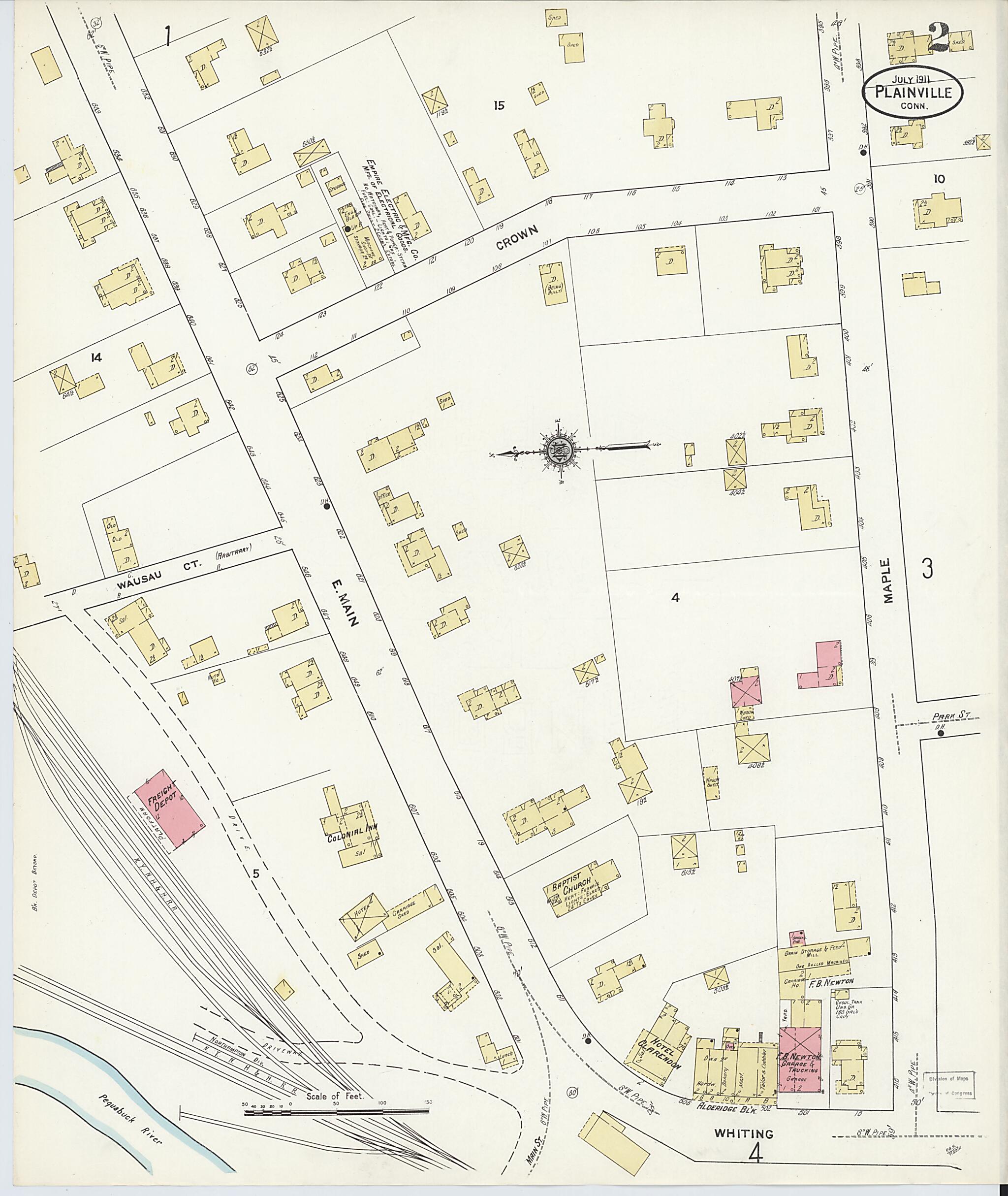 This old map of Plainville, Hartford County, Connecticut was created by Sanborn Map Company in 1911