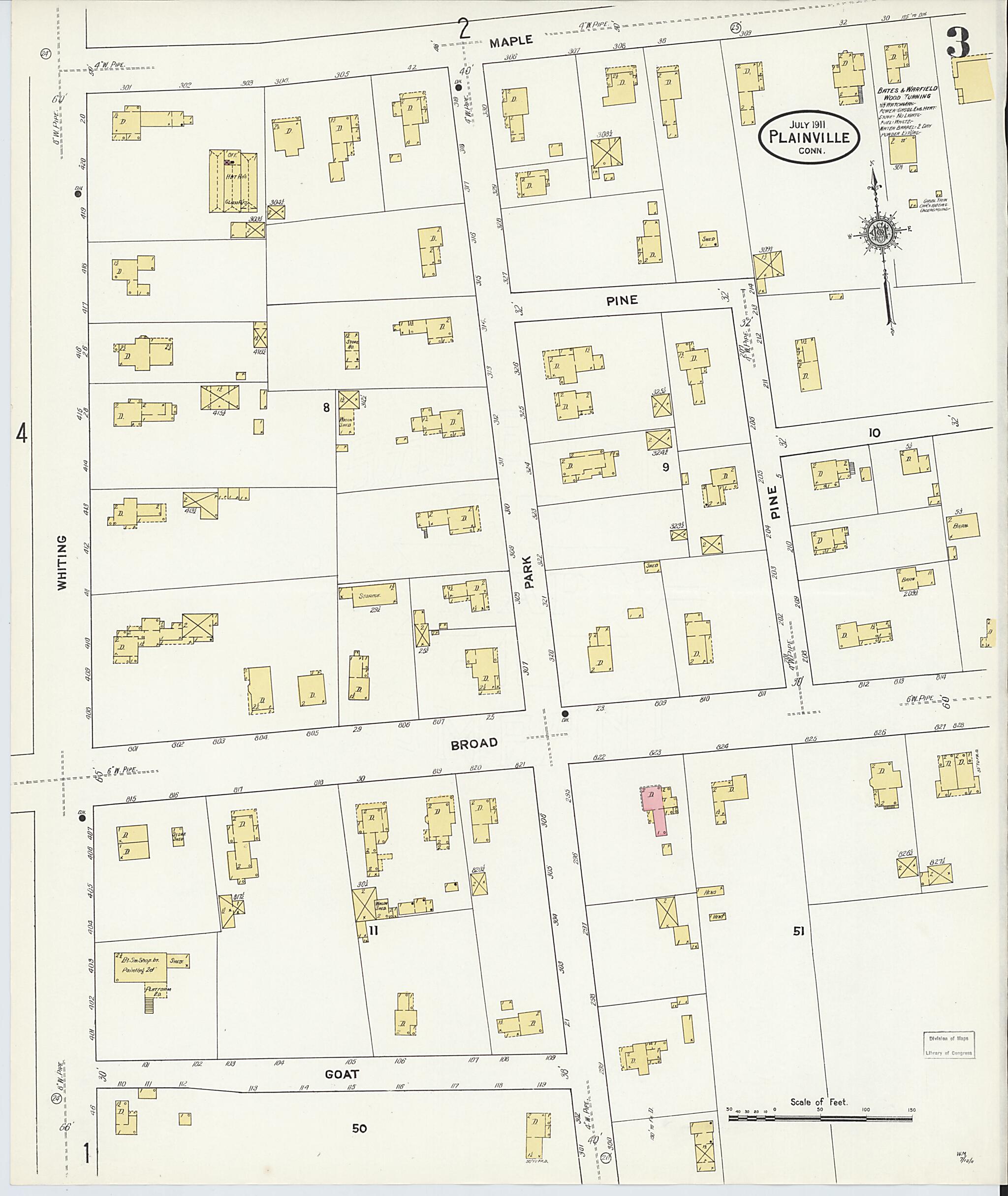 This old map of Plainville, Hartford County, Connecticut was created by Sanborn Map Company in 1911