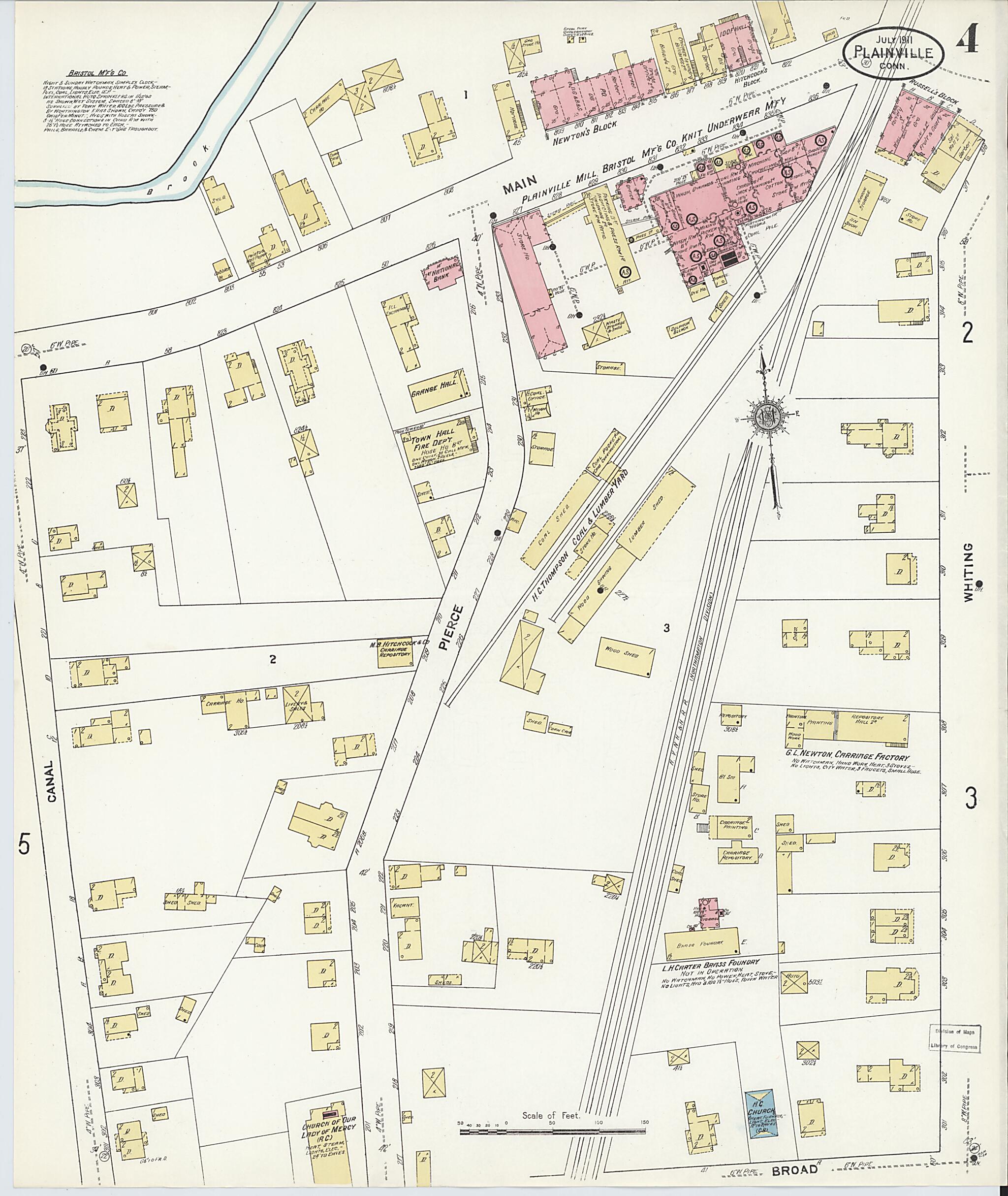 This old map of Plainville, Hartford County, Connecticut was created by Sanborn Map Company in 1911