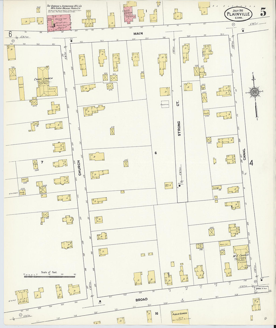 This old map of Plainville, Hartford County, Connecticut was created by Sanborn Map Company in 1911