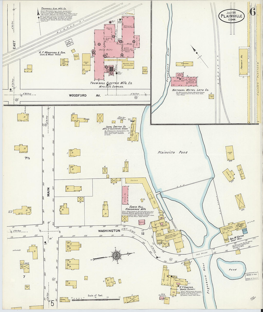 This old map of Plainville, Hartford County, Connecticut was created by Sanborn Map Company in 1911