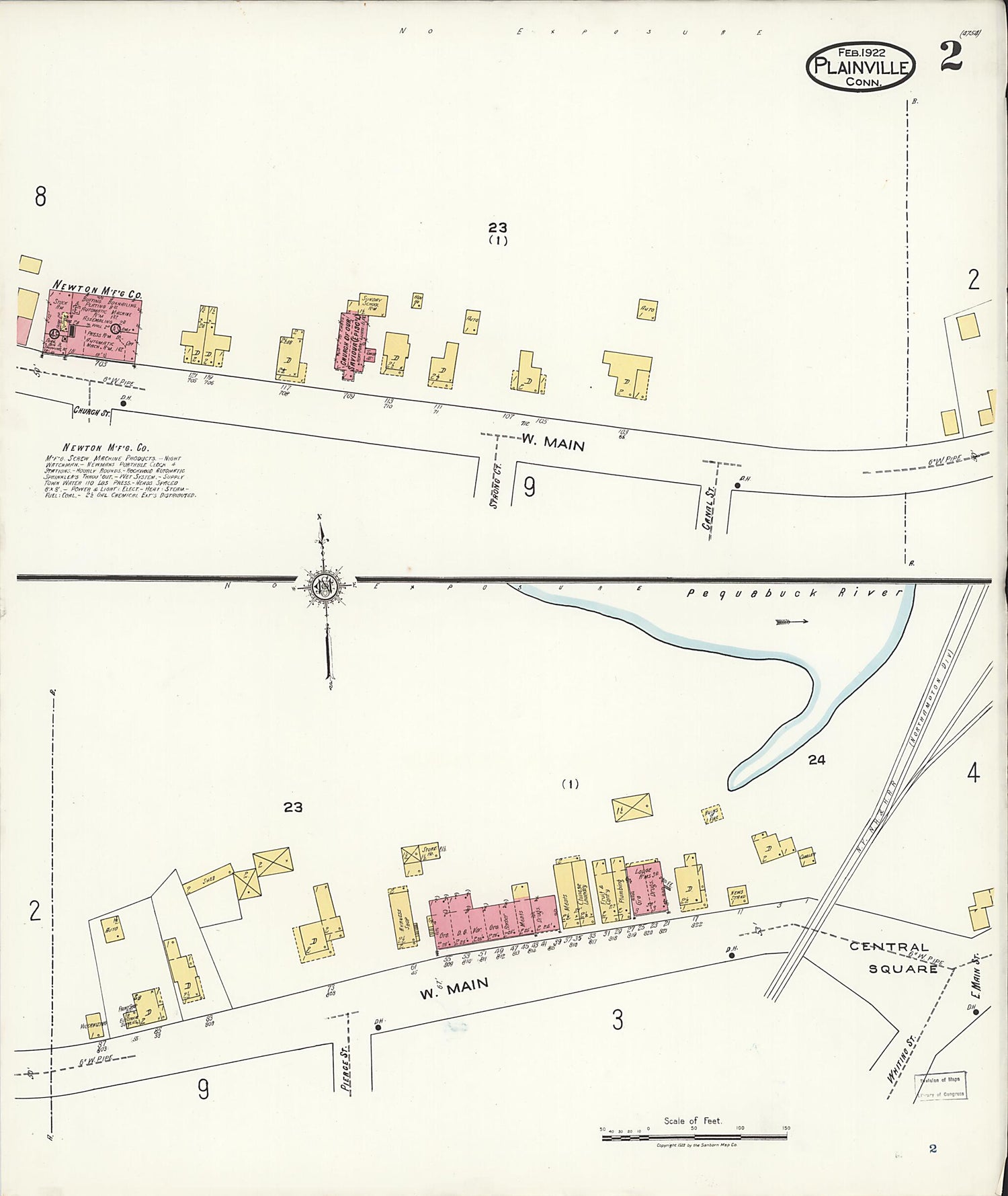 This old map of Plainville, Hartford County, Connecticut was created by Sanborn Map Company in 1922