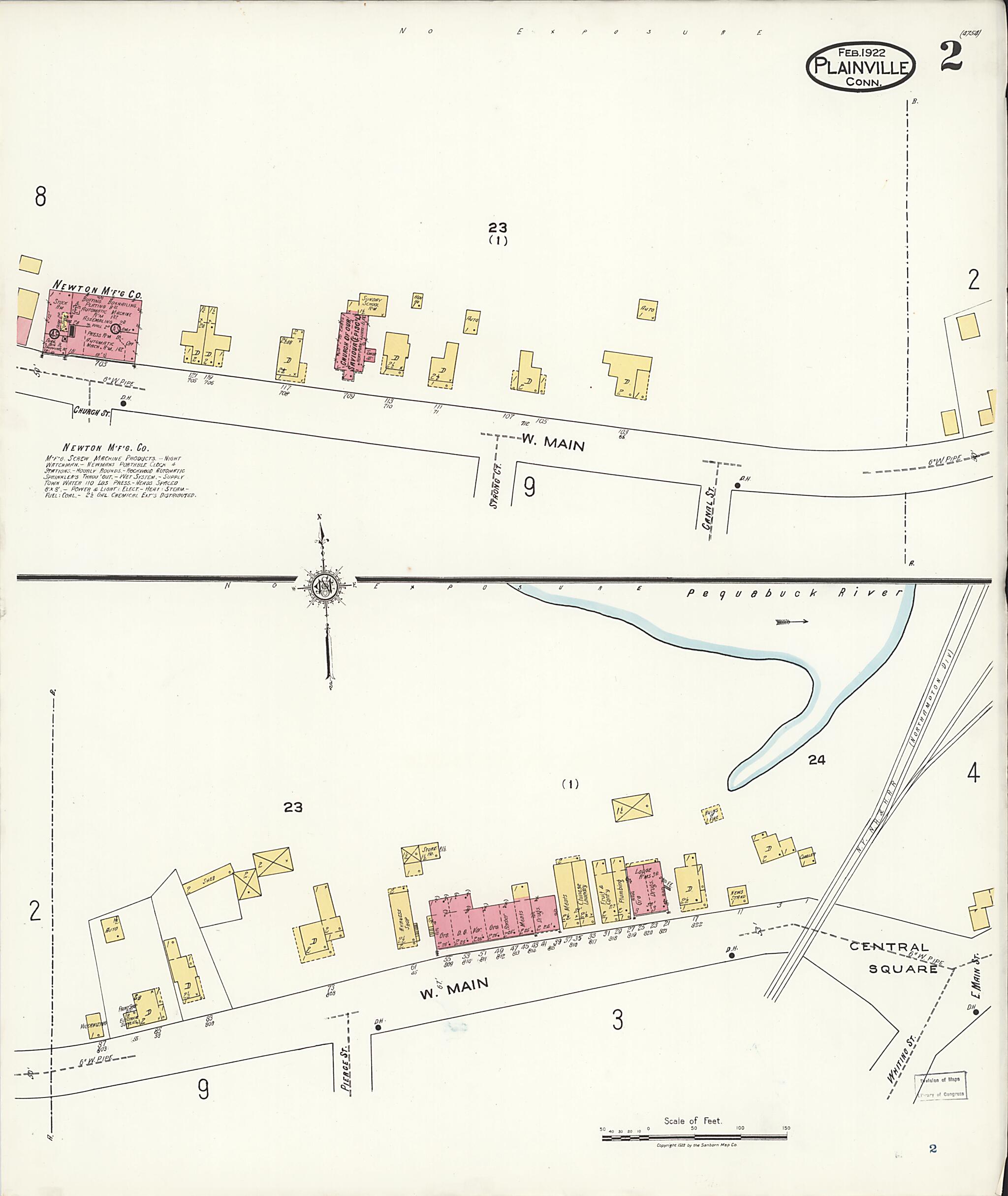 This old map of Plainville, Hartford County, Connecticut was created by Sanborn Map Company in 1922