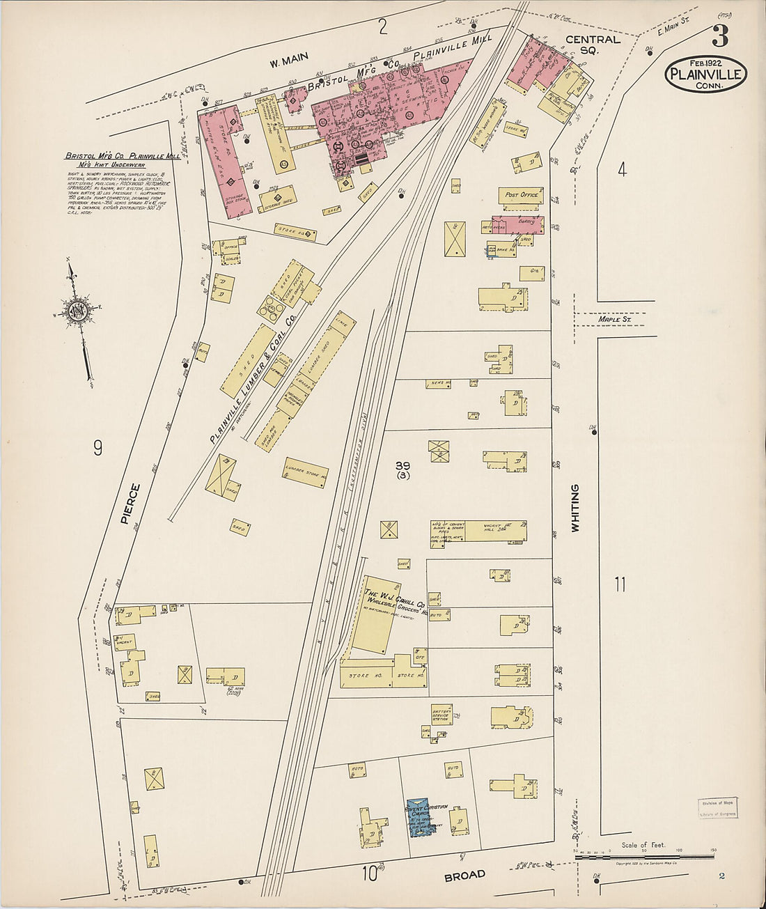 This old map of Plainville, Hartford County, Connecticut was created by Sanborn Map Company in 1922