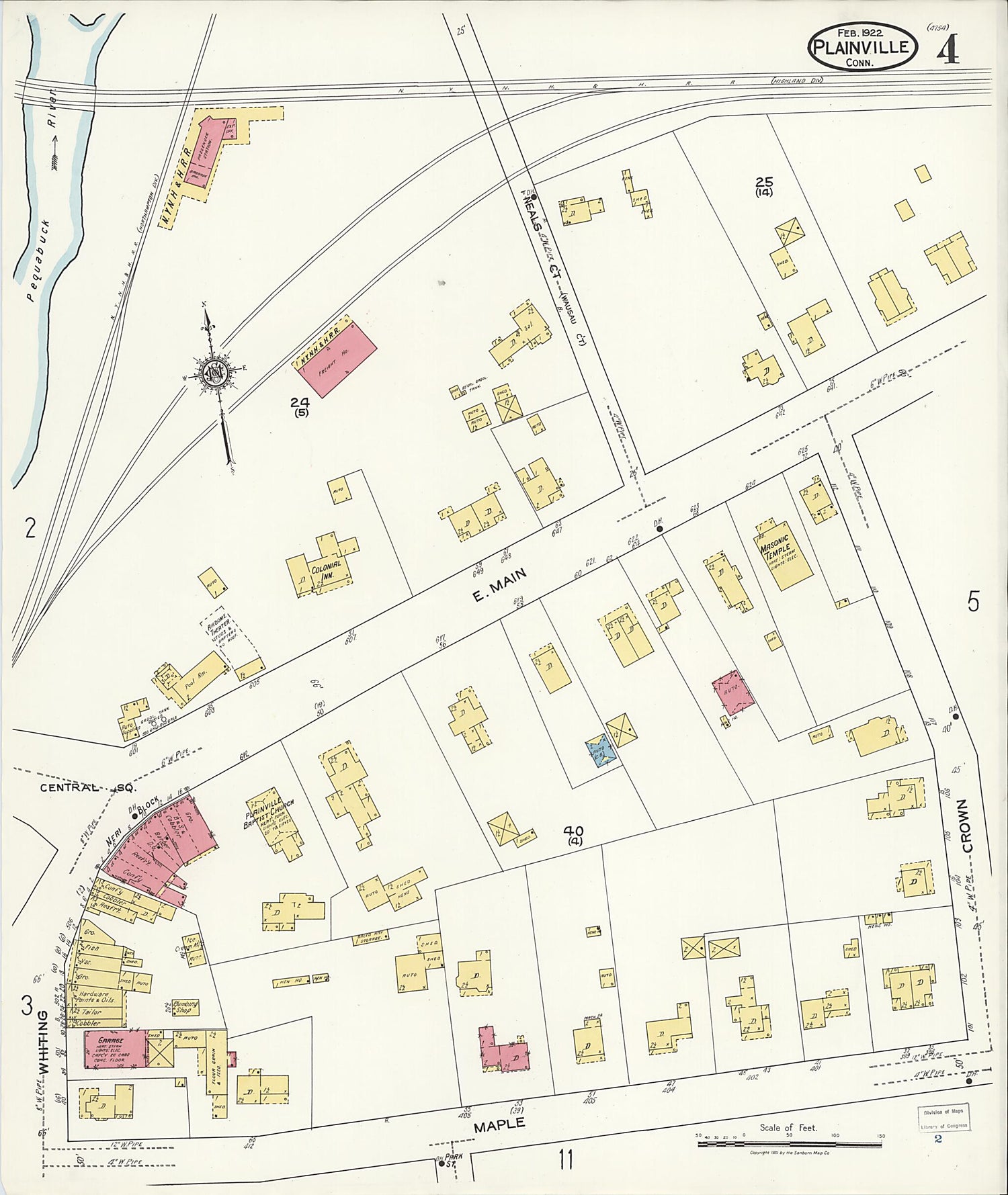 This old map of Plainville, Hartford County, Connecticut was created by Sanborn Map Company in 1922