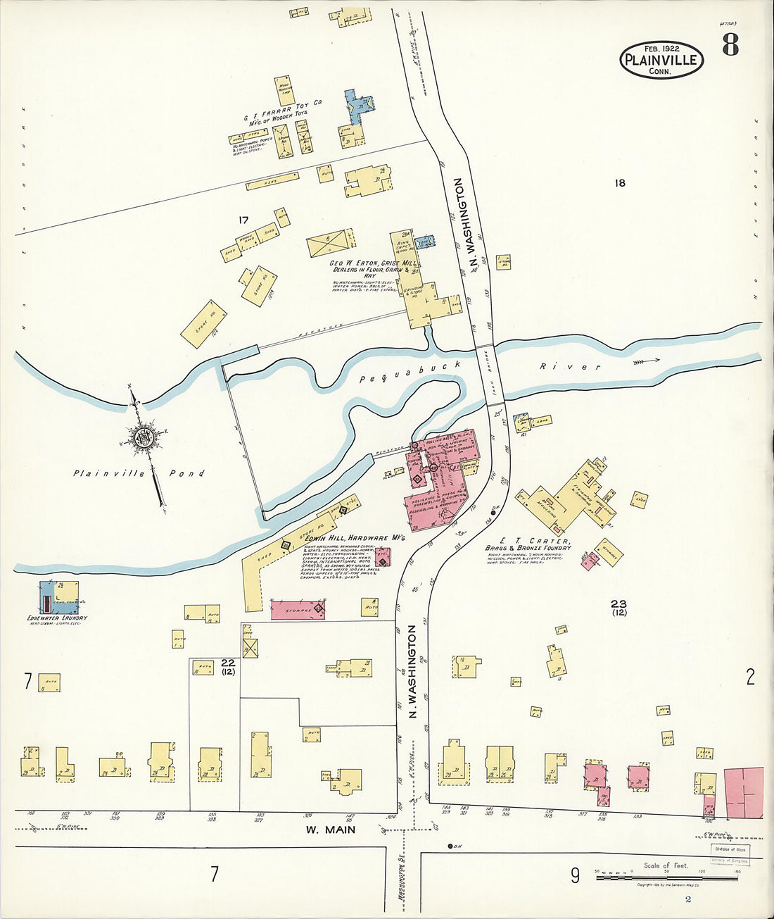 This old map of Plainville, Hartford County, Connecticut was created by Sanborn Map Company in 1922