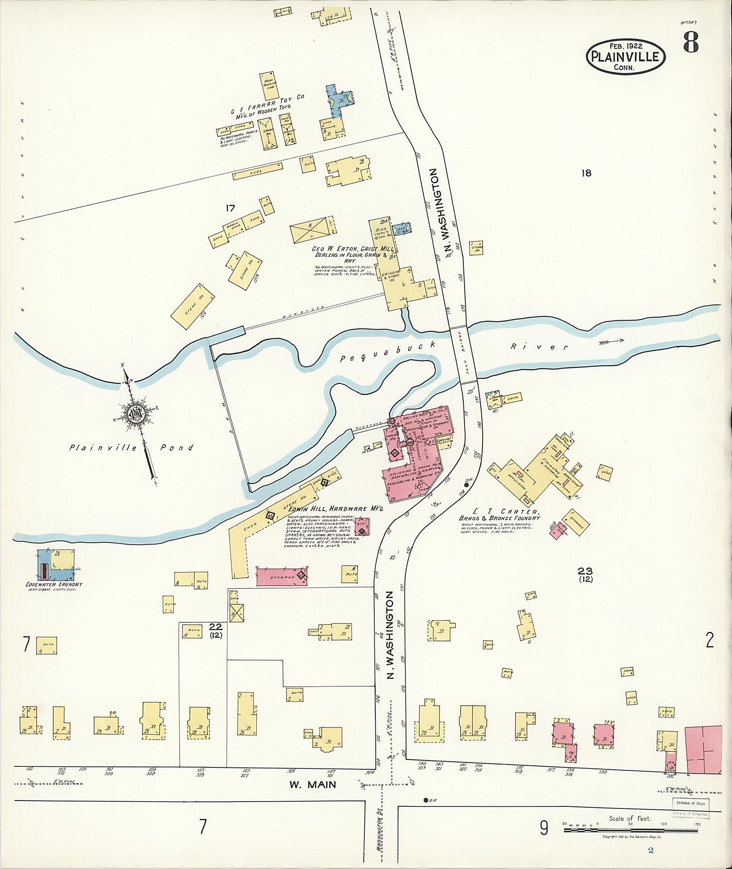 This old map of Plainville, Hartford County, Connecticut was created by Sanborn Map Company in 1922