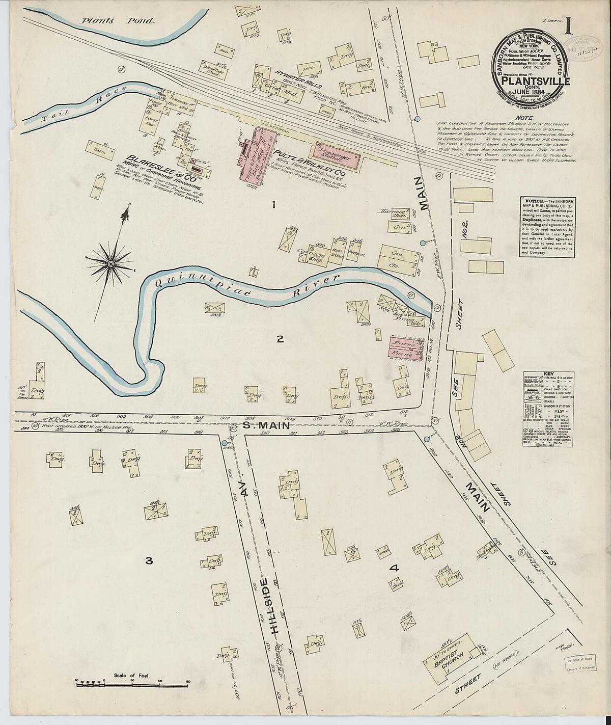 Plantsville, Hartford County, Connecticut 1884 (Sheet 1 of 2) by Relic Map Company