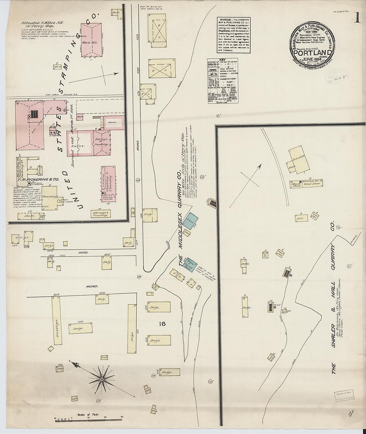 Portland, Middlesex County, Connecticut 1884 (Sheet 1 of 4) by Relic Map Company