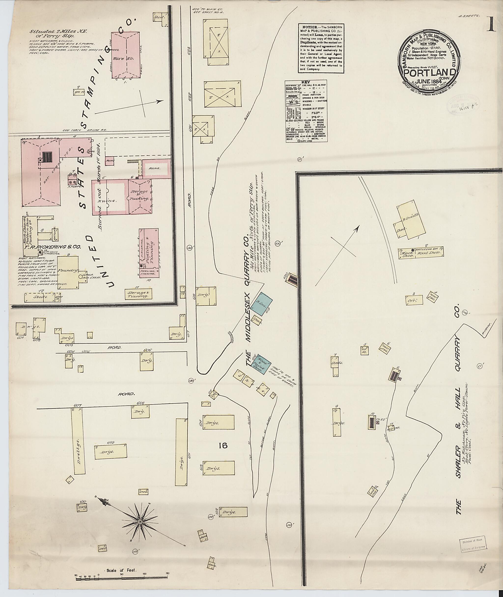 This old map of Portland, Middlesex County, Connecticut was created by Sanborn Map Company in 1884