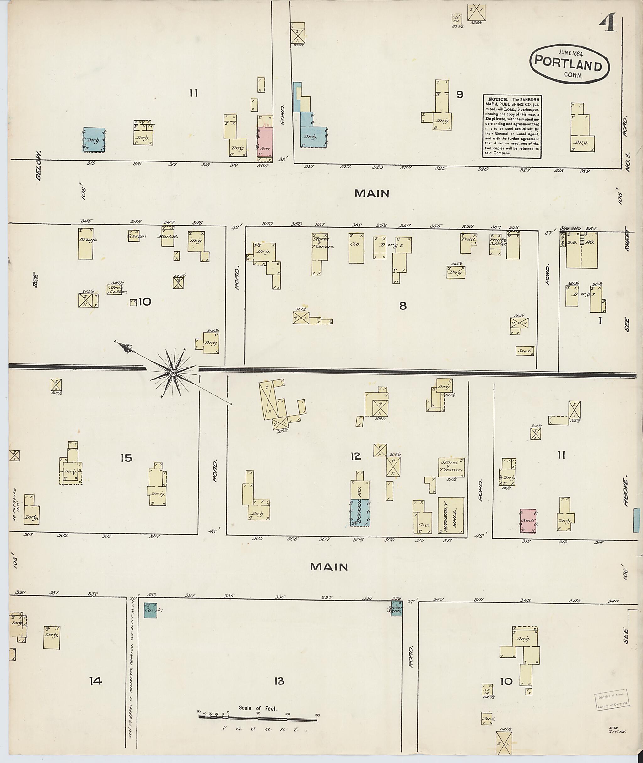 This old map of Portland, Middlesex County, Connecticut was created by Sanborn Map Company in 1884
