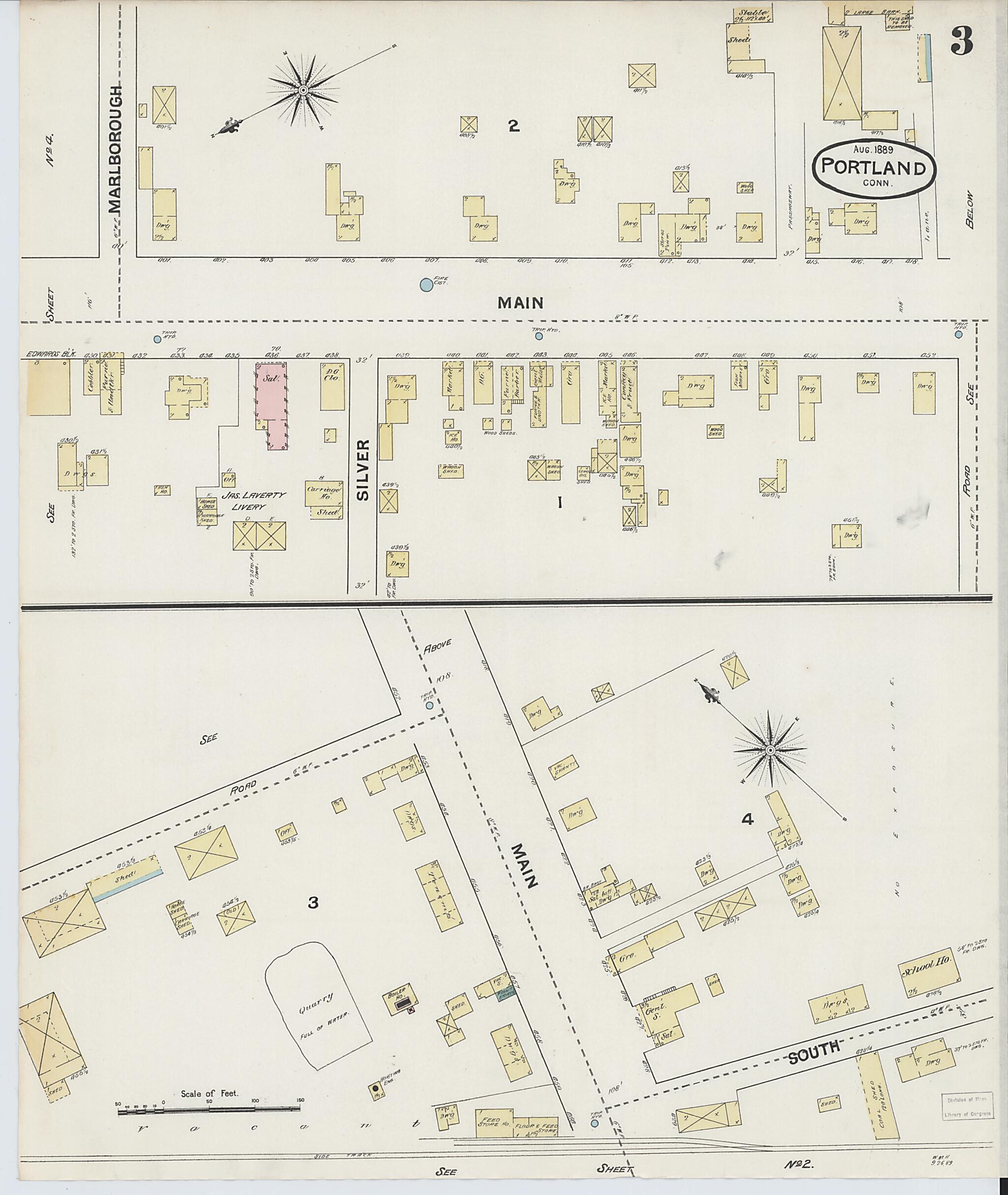 This old map of Portland, Middlesex County, Connecticut was created by Sanborn Map Company in 1889