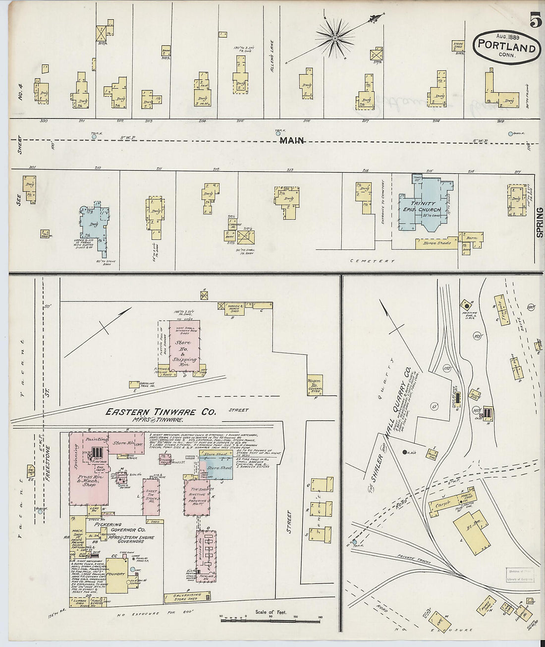 This old map of Portland, Middlesex County, Connecticut was created by Sanborn Map Company in 1889