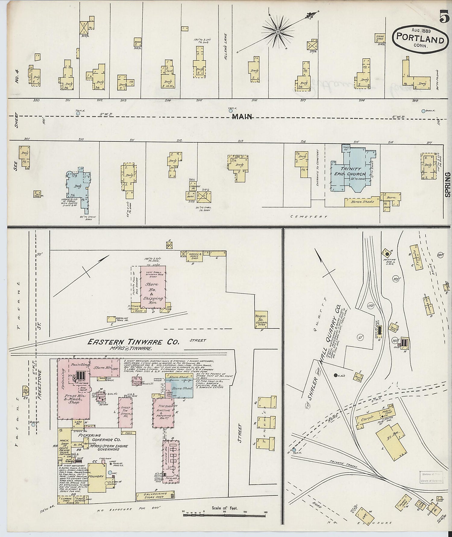 This old map of Portland, Middlesex County, Connecticut was created by Sanborn Map Company in 1889