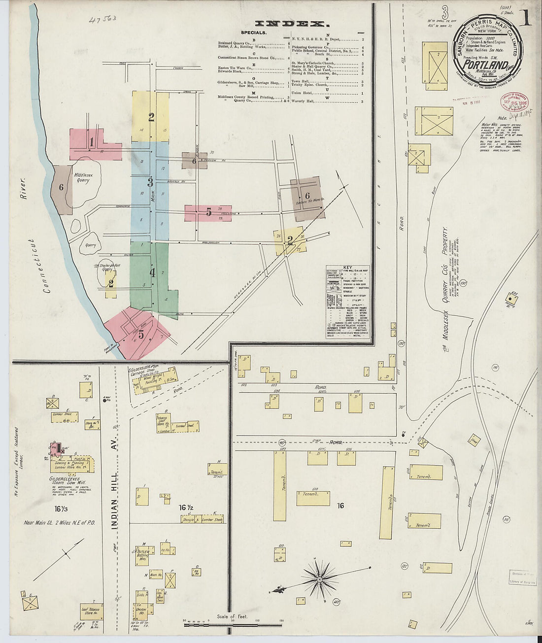 This old map of Portland, Middlesex County, Connecticut was created by Sanborn Map Company in 1895